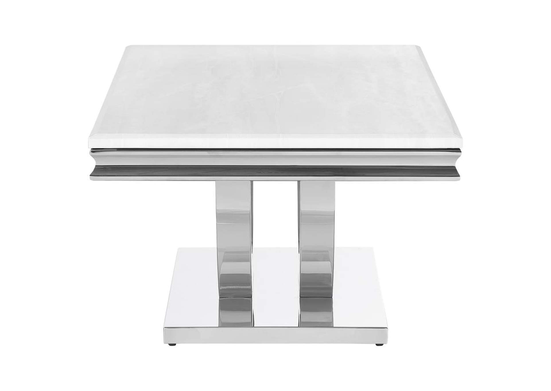 Adabella U-Base Rectangle Coffee Table White And Chrome,Coaster Furniture