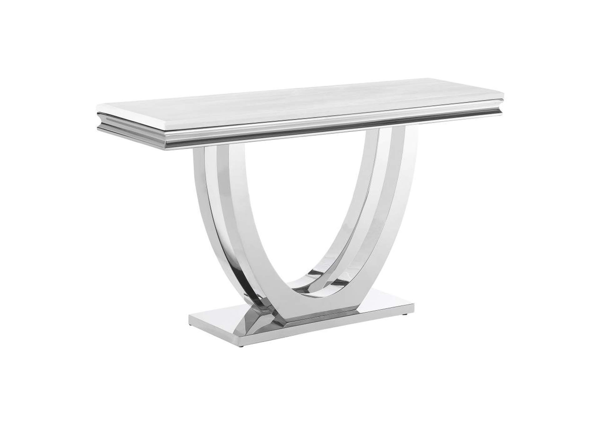 Adabella U-Base Rectangle Sofa Table White And Chrome,Coaster Furniture