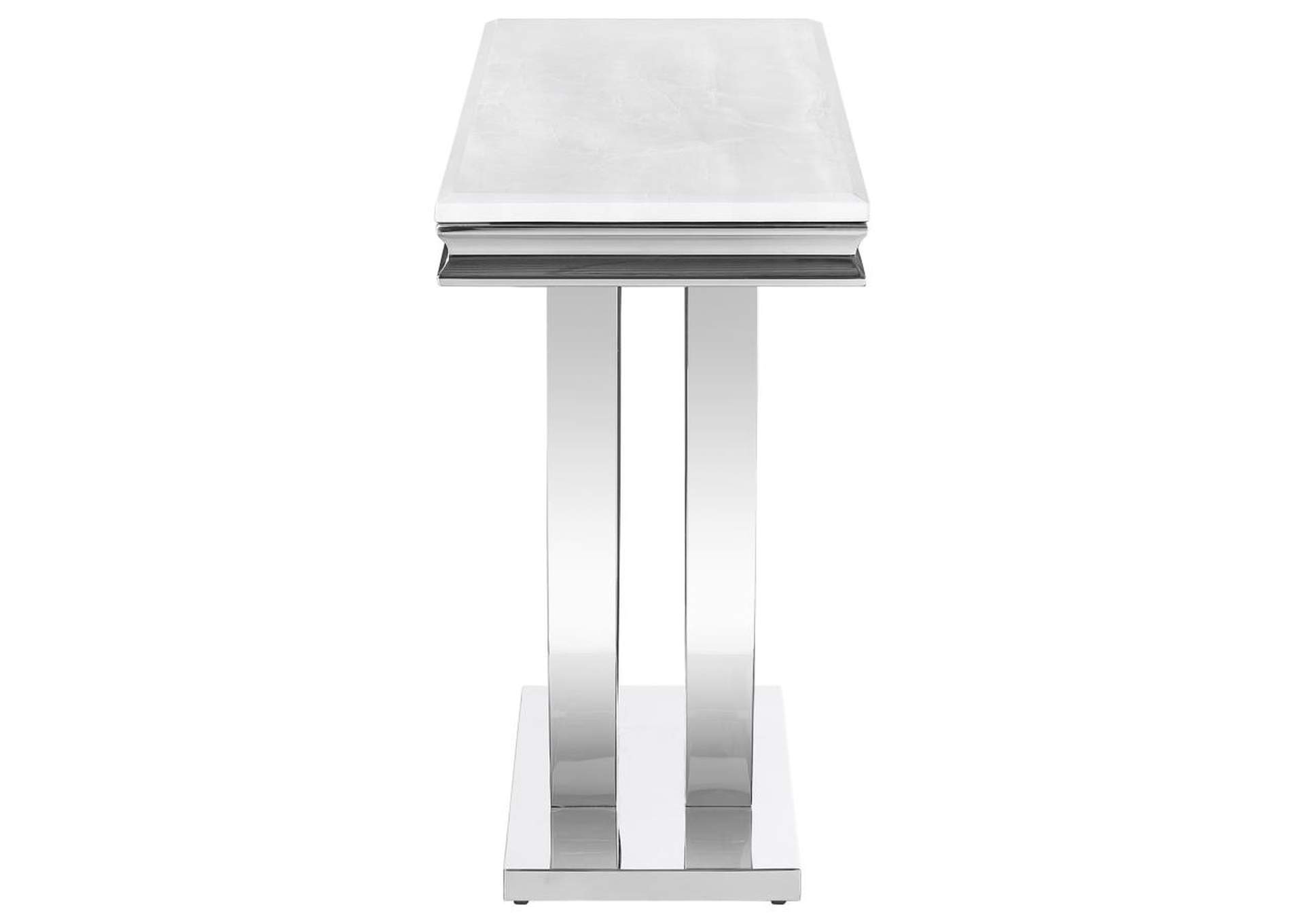 Adabella U-Base Rectangle Sofa Table White And Chrome,Coaster Furniture