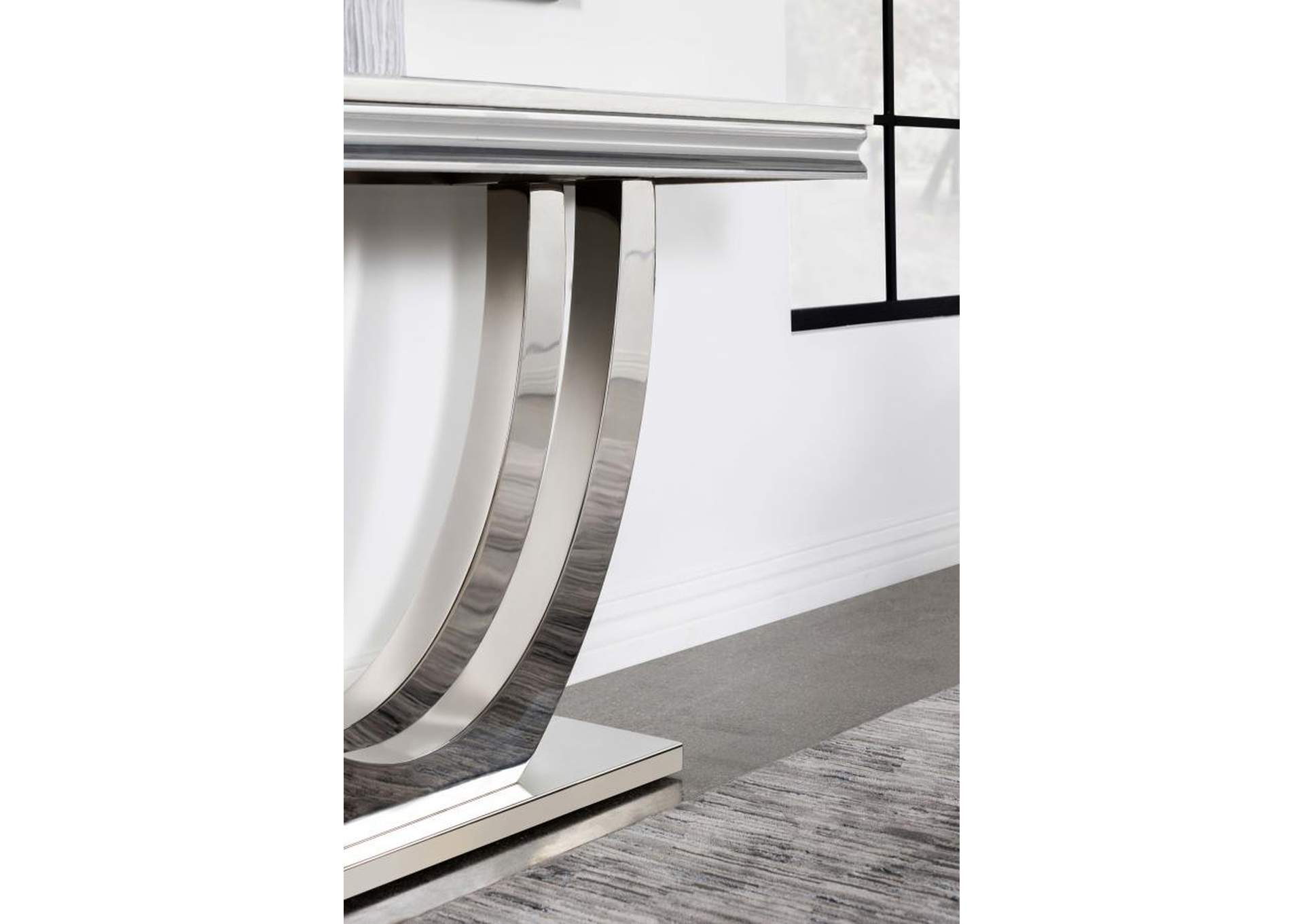 Adabella U-Base Rectangle Sofa Table White And Chrome,Coaster Furniture