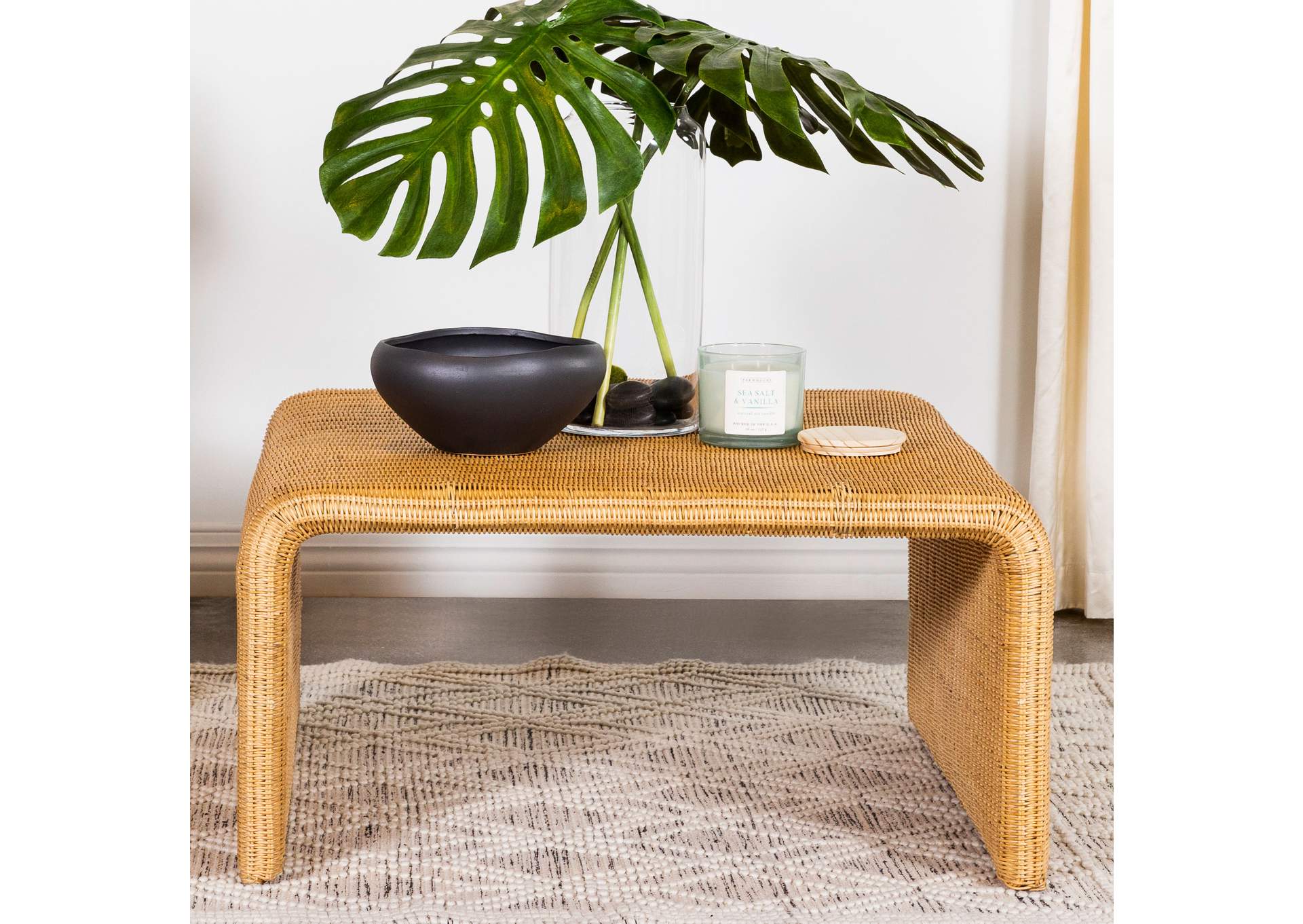 Juanita Square Rattan Coffee Table Natural,Coaster Furniture