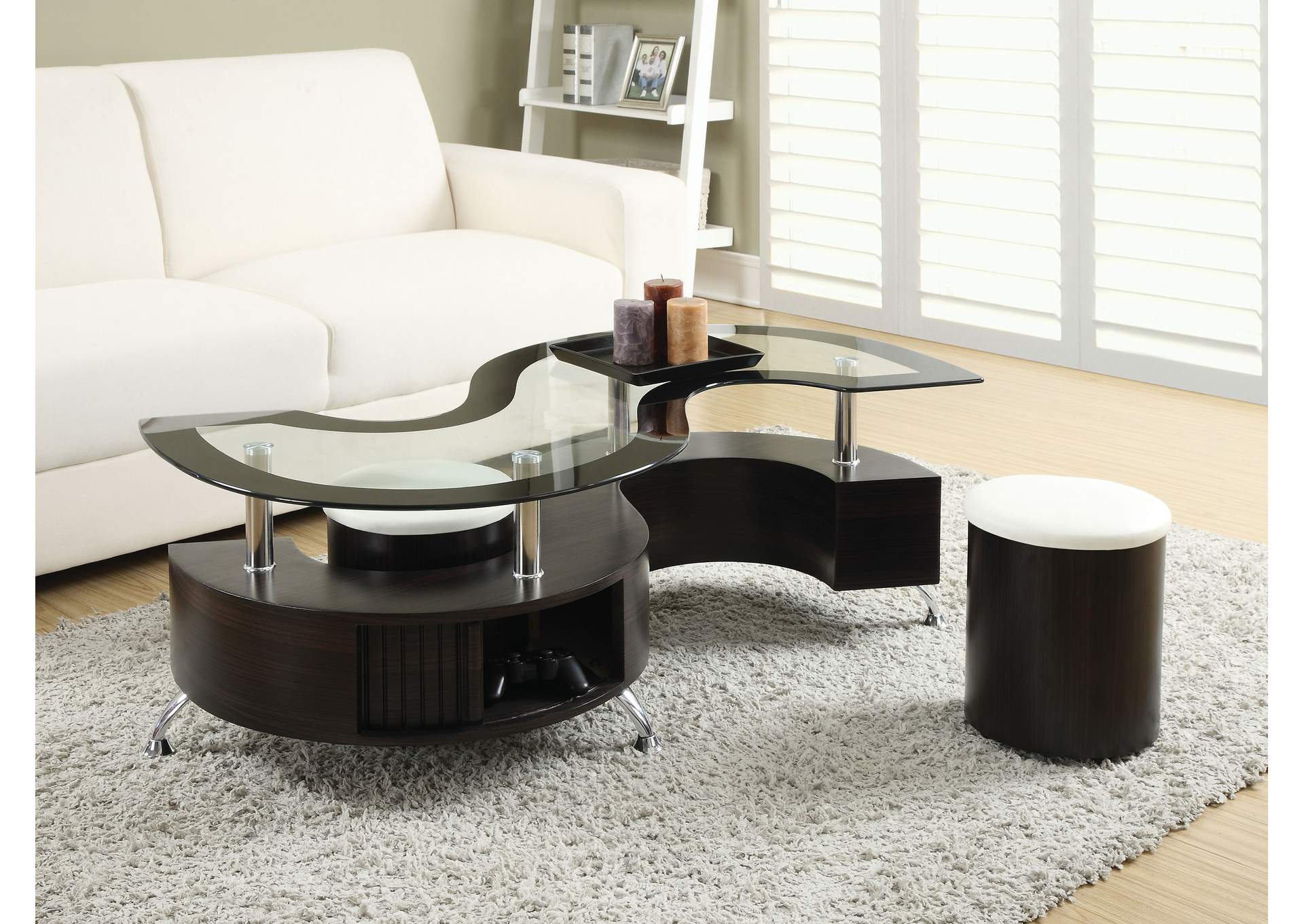 Buckley 3-piece Coffee Table and Stools Set Cappuccino,Coaster Furniture