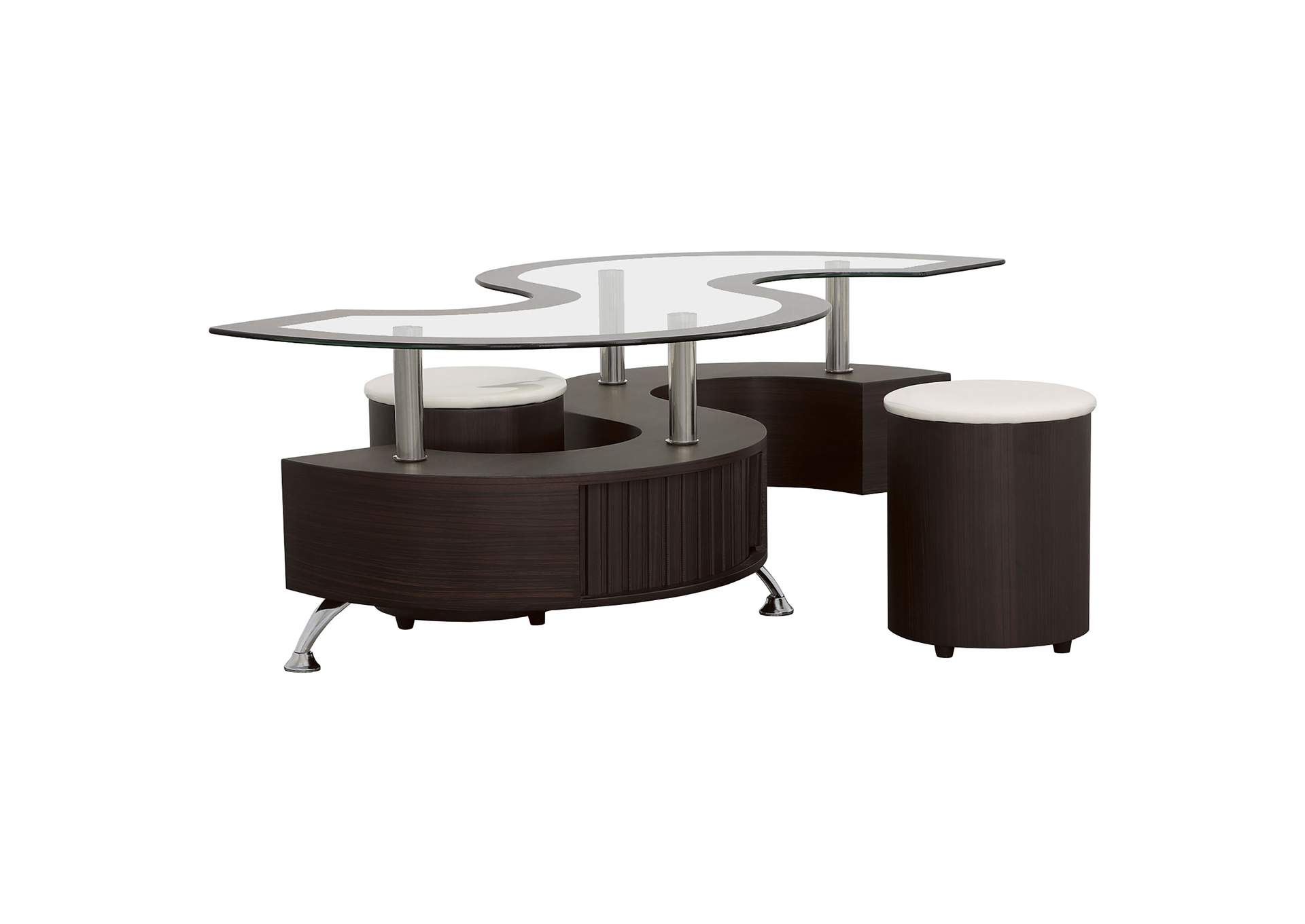 Buckley 3-piece Coffee Table and Stools Set Cappuccino,Coaster Furniture