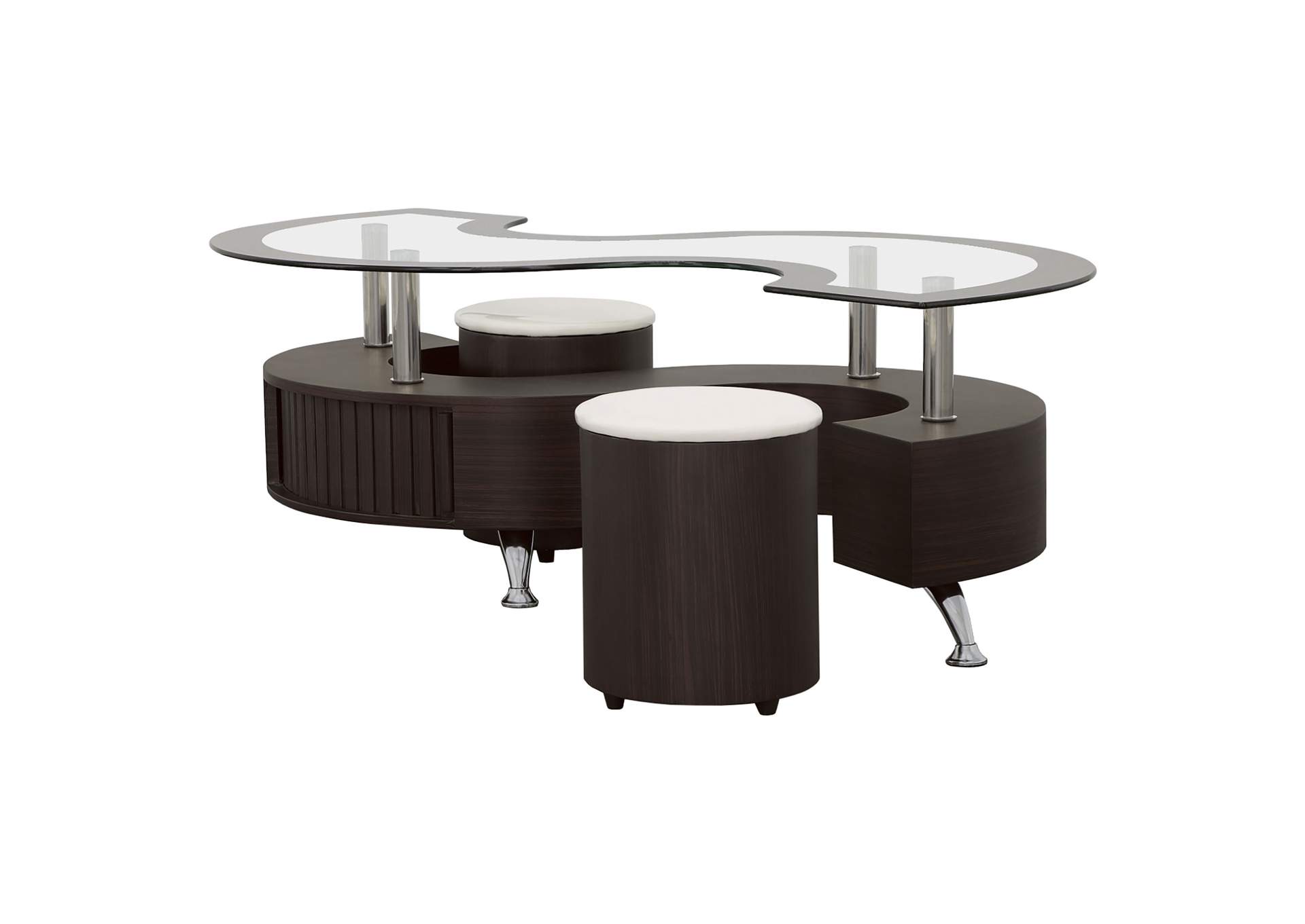Buckley 3-piece Coffee Table and Stools Set Cappuccino,Coaster Furniture