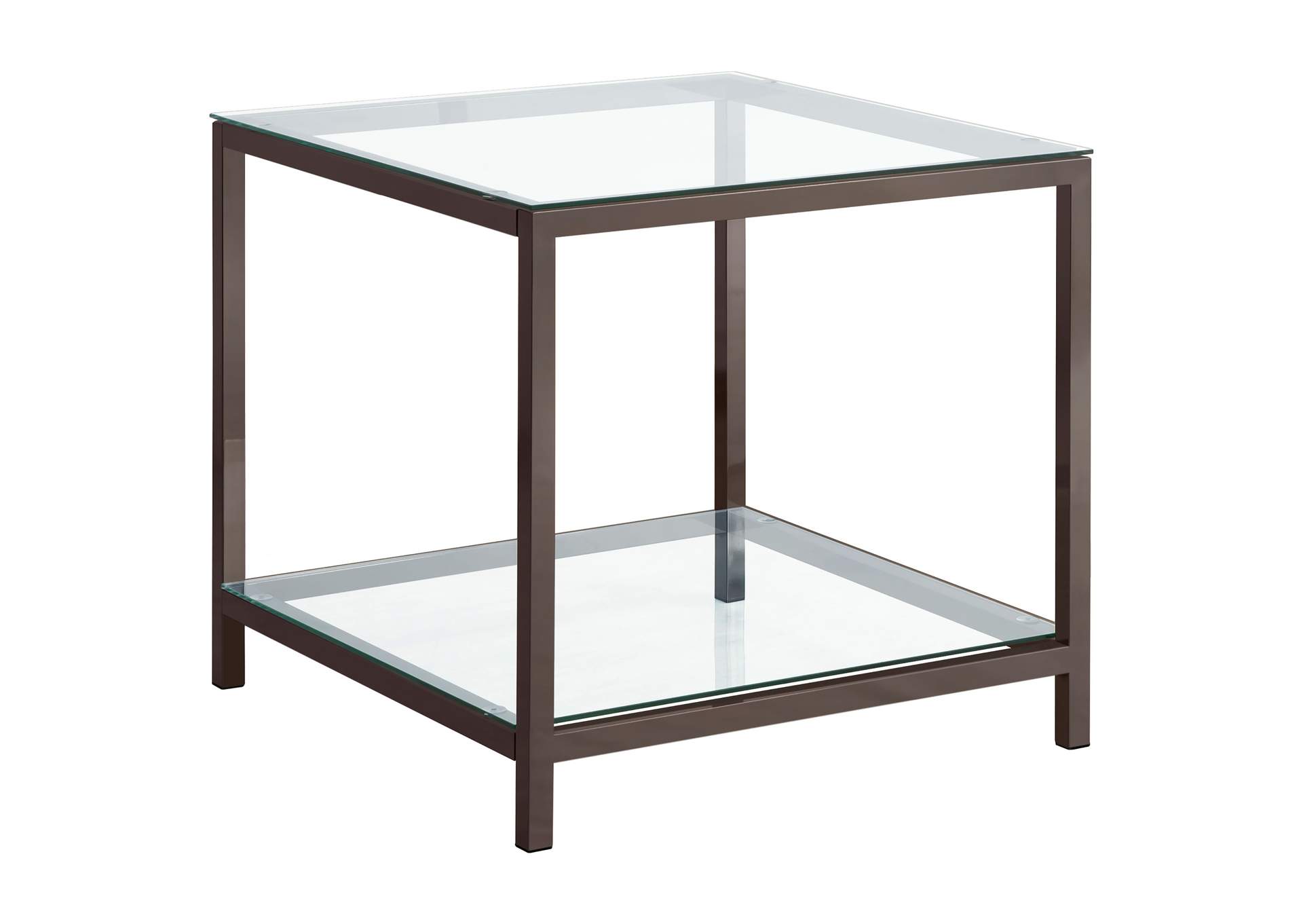 Trini End Table with Glass Shelf Black Nickel,Coaster Furniture