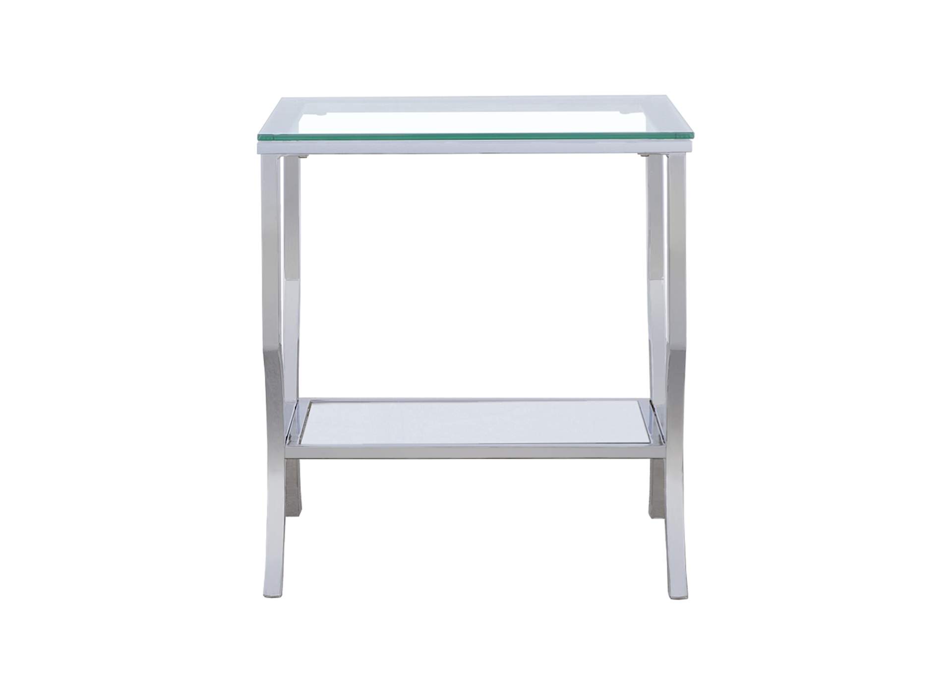 Saide Square End Table with Mirrored Shelf Chrome,Coaster Furniture