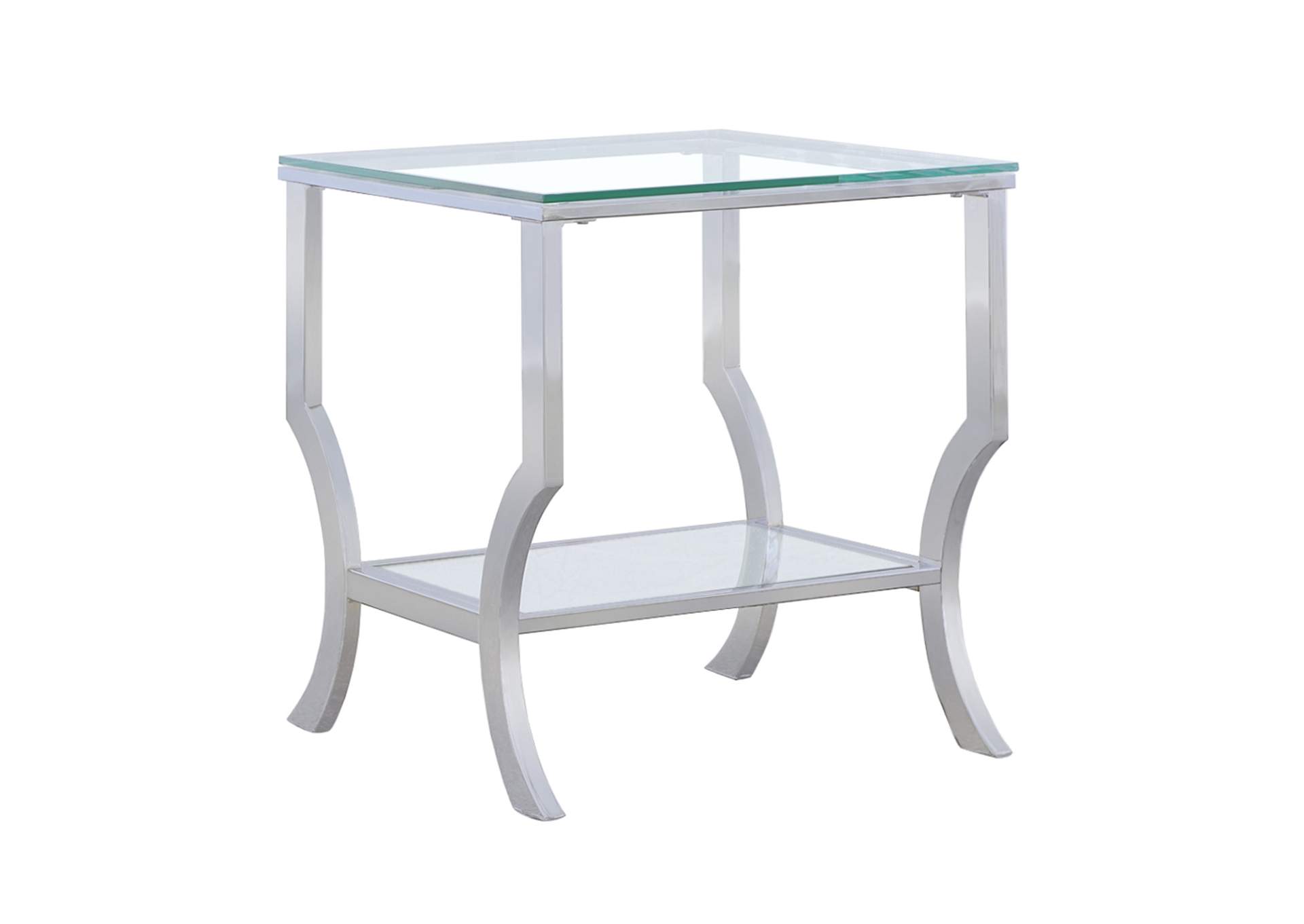 Saide Square End Table with Mirrored Shelf Chrome,Coaster Furniture