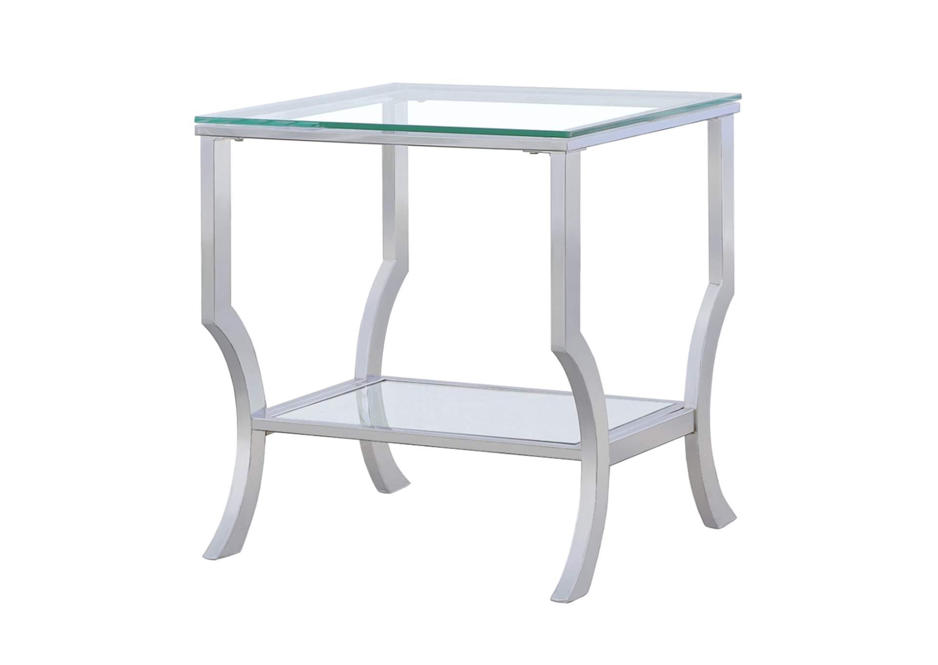 Saide Square End Table with Mirrored Shelf Chrome,Coaster Furniture