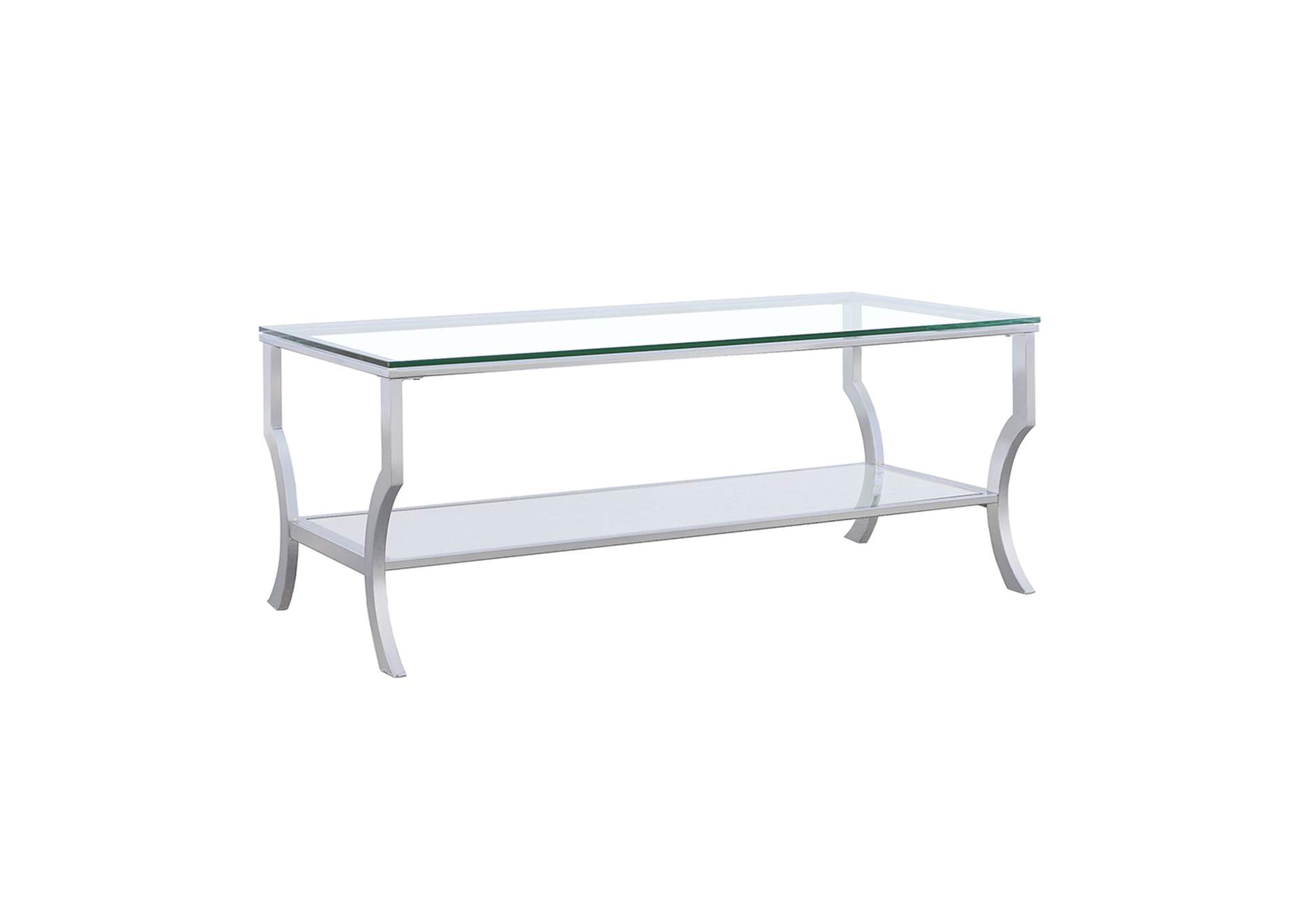 Saide Rectangular Coffee Table with Mirrored Shelf Chrome,Coaster Furniture