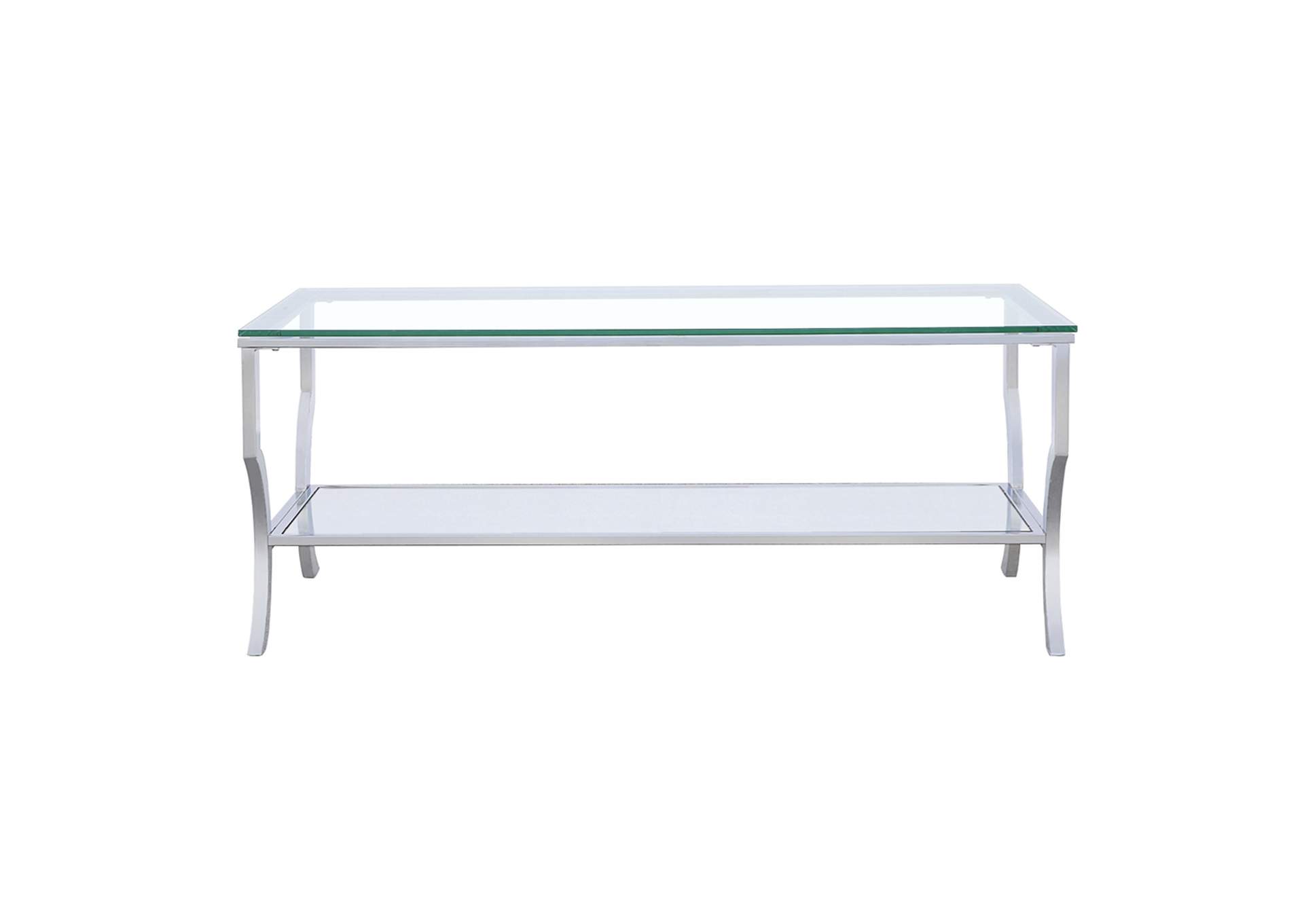 Saide Rectangular Coffee Table with Mirrored Shelf Chrome,Coaster Furniture