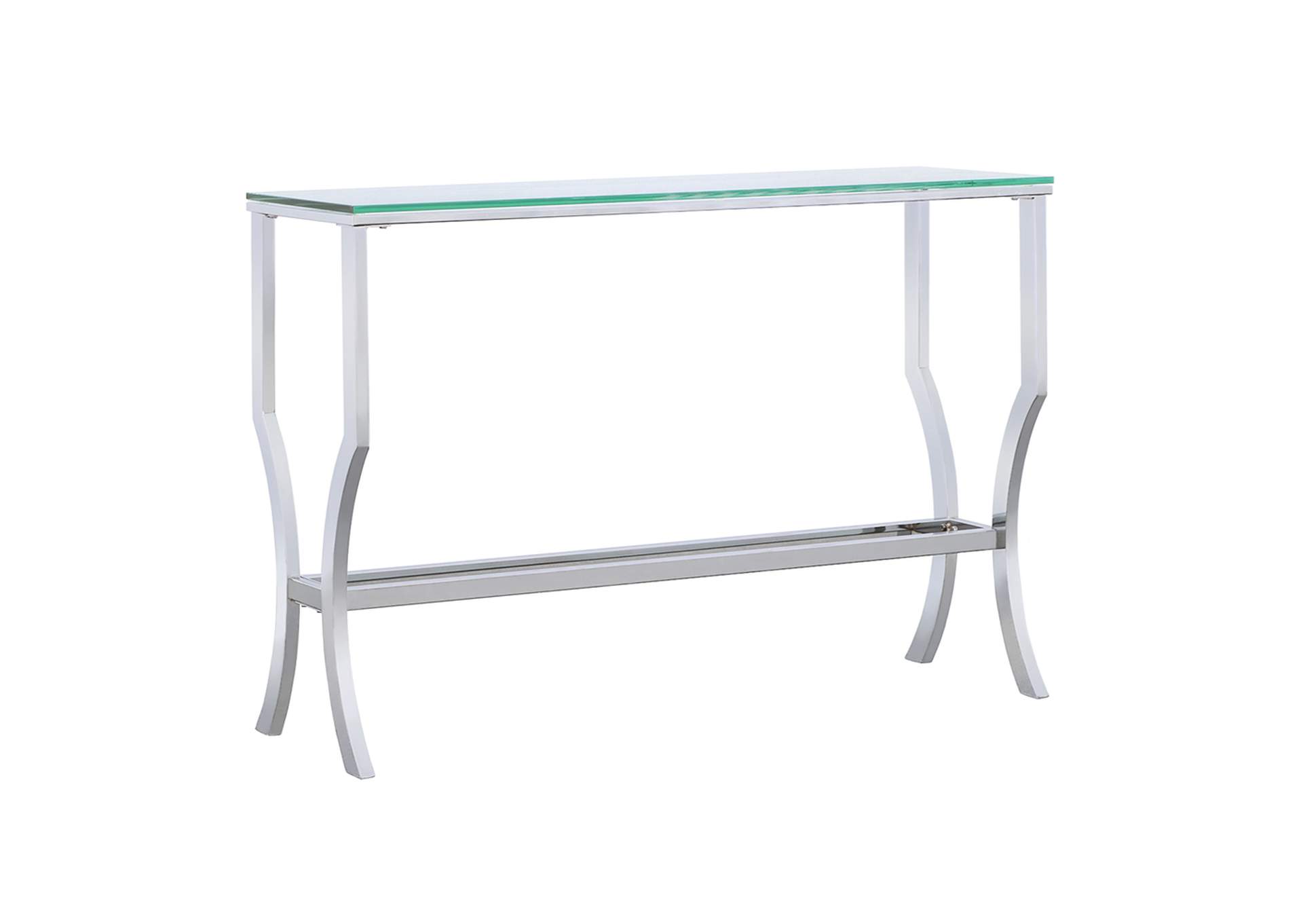 Saide Rectangular Sofa Table with Mirrored Shelf Chrome,Coaster Furniture