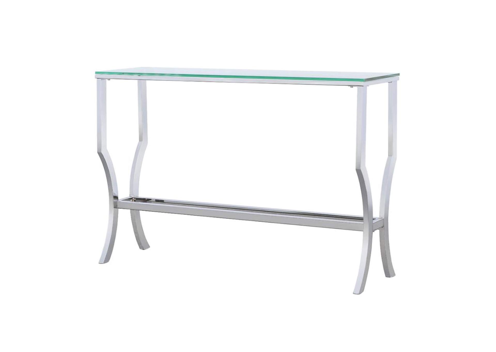 Saide Rectangular Sofa Table with Mirrored Shelf Chrome,Coaster Furniture