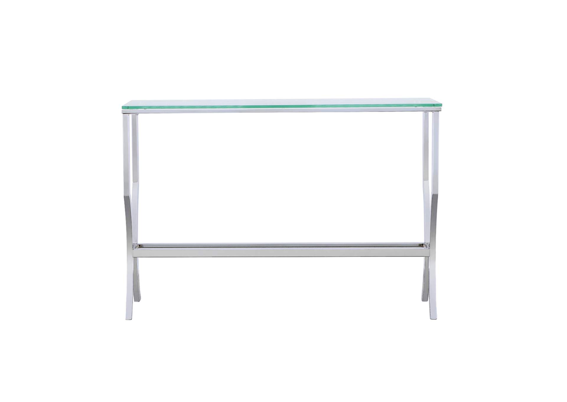 Saide Rectangular Sofa Table with Mirrored Shelf Chrome,Coaster Furniture