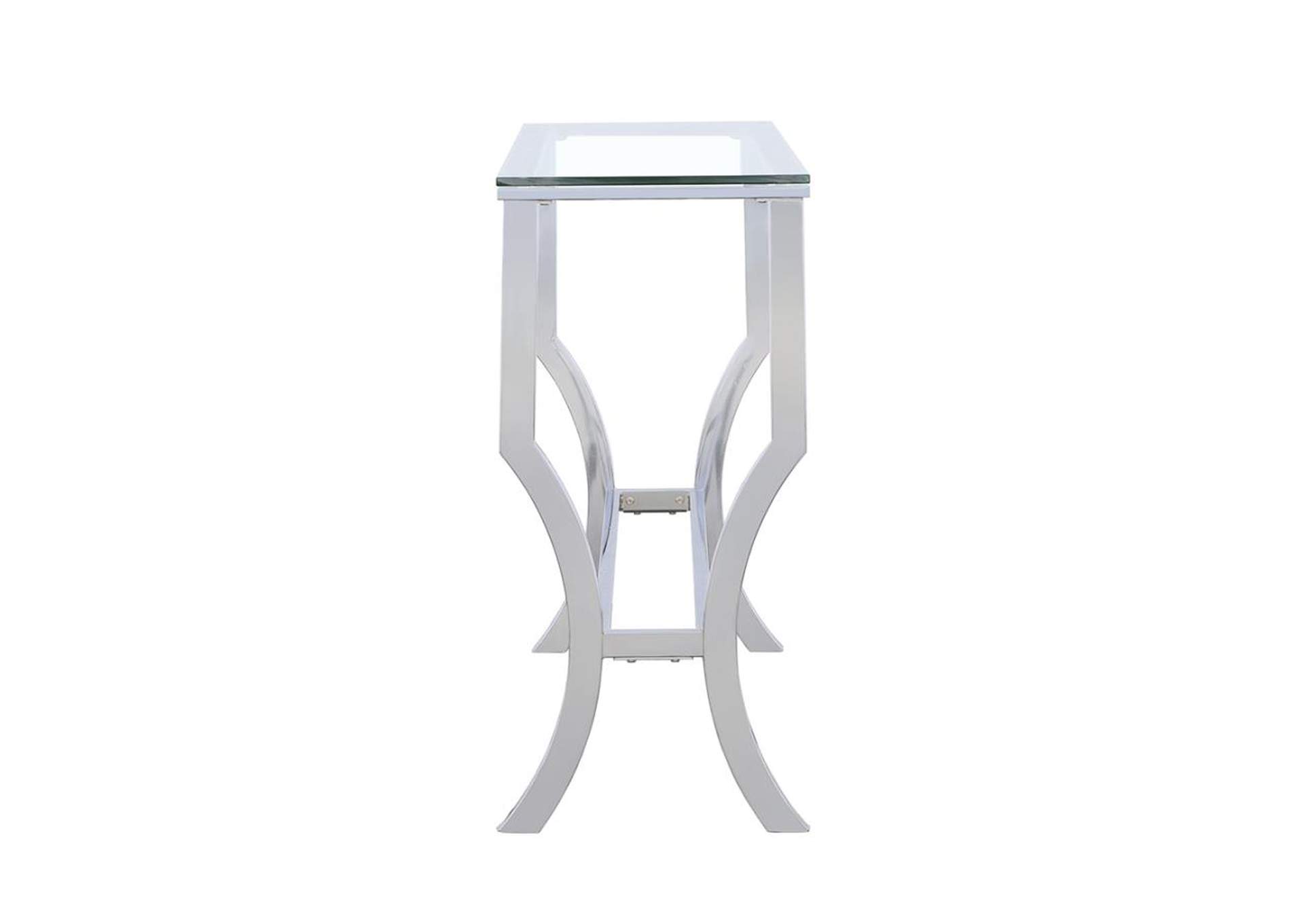 Saide Rectangular Sofa Table with Mirrored Shelf Chrome,Coaster Furniture