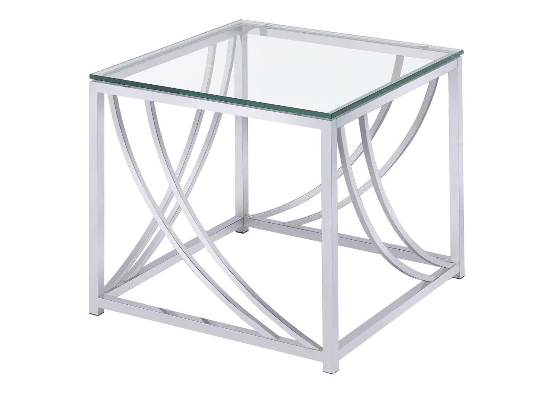 Lille Glass Top Square End Table Accents Chrome,Coaster Furniture