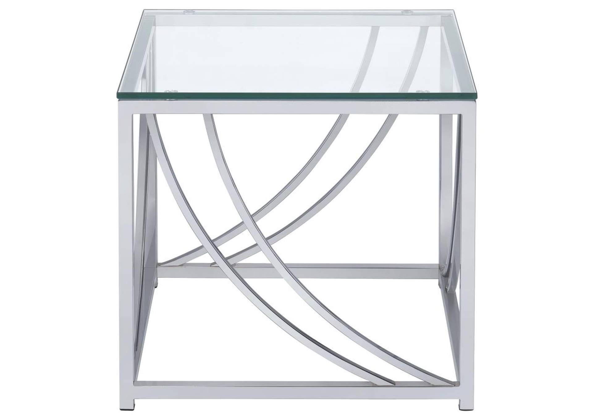 Lille Glass Top Square End Table Accents Chrome,Coaster Furniture