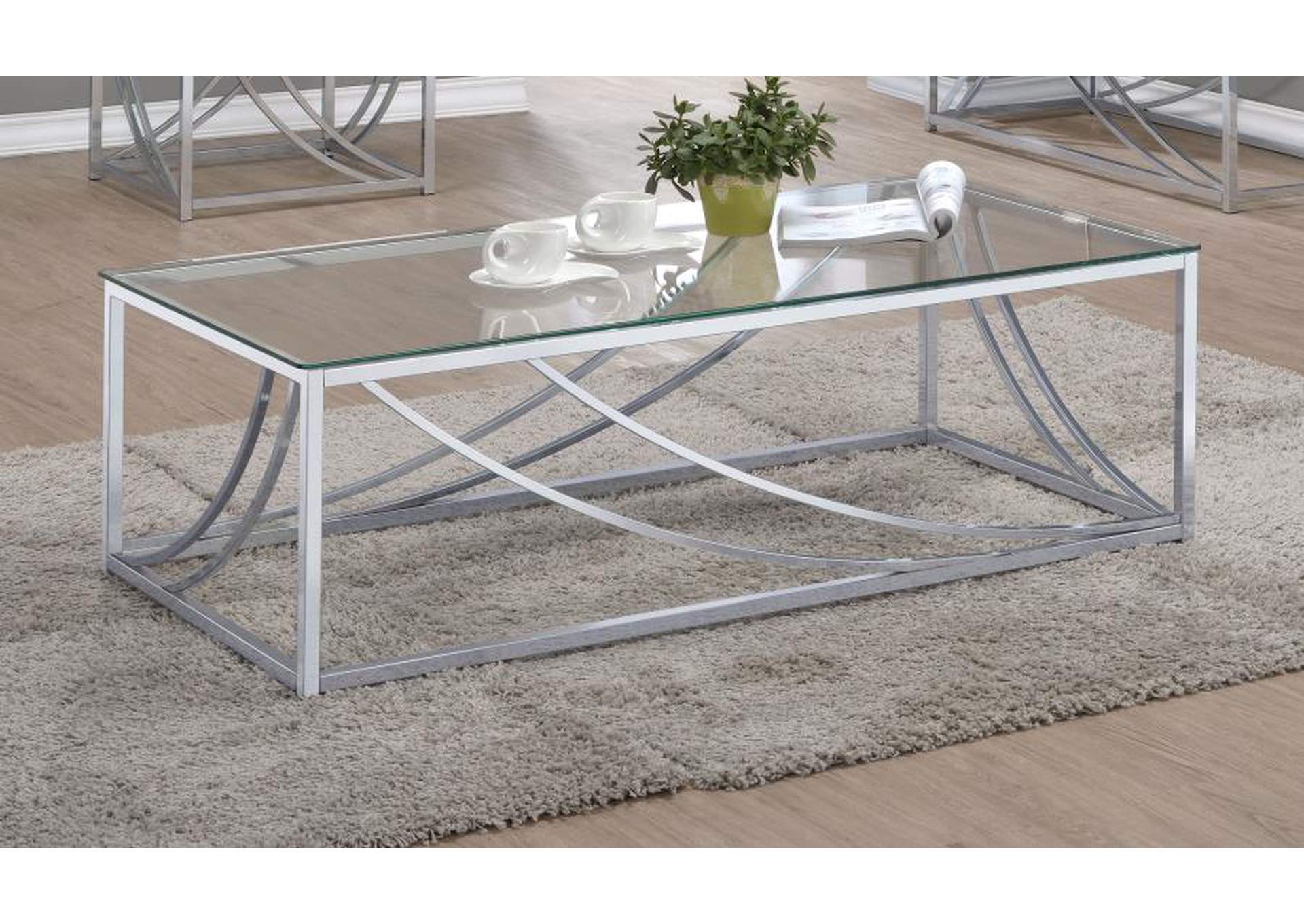 Lille Glass Top Rectangular Coffee Table Accents Chrome,Coaster Furniture