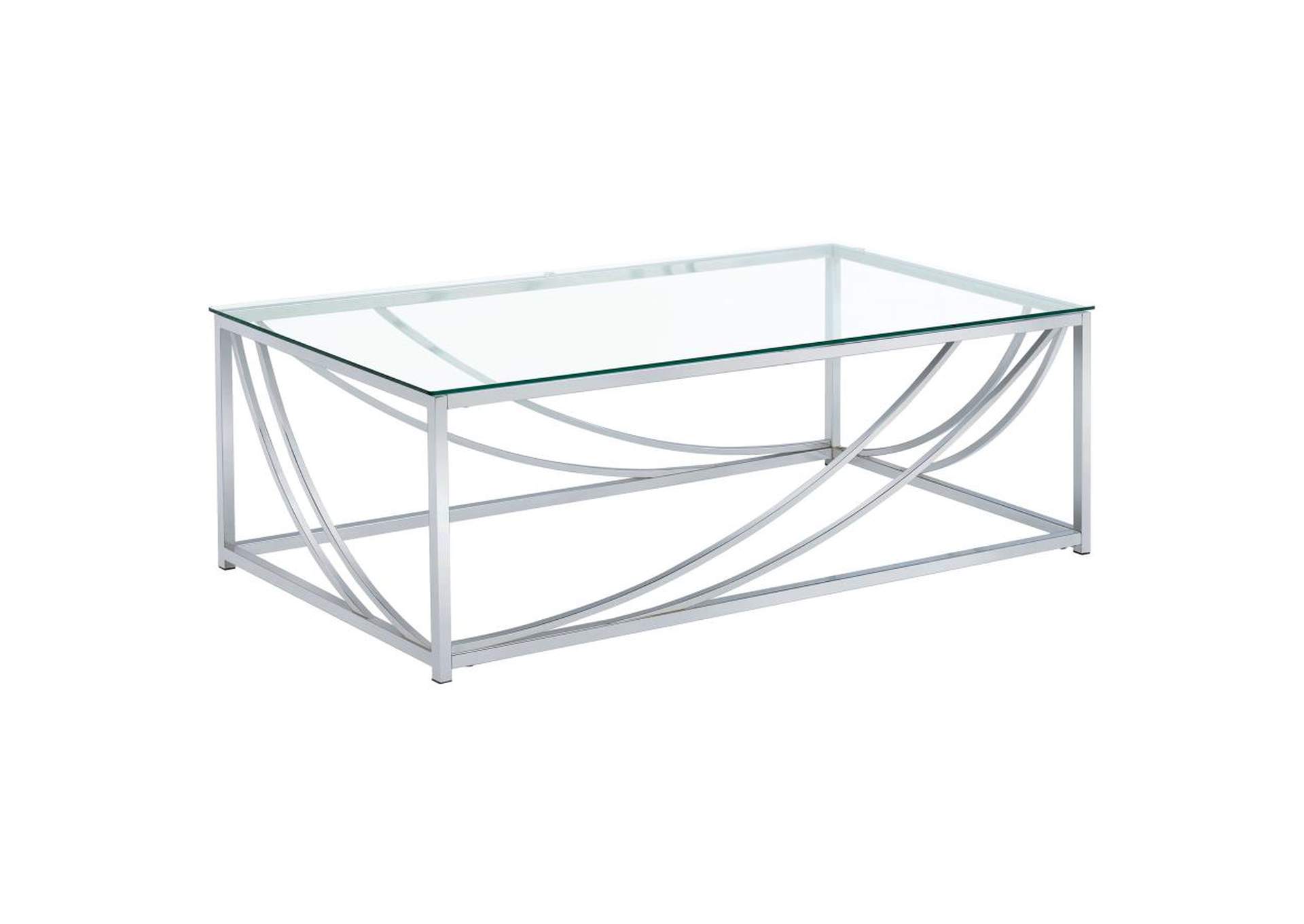 Lille Glass Top Rectangular Coffee Table Accents Chrome,Coaster Furniture