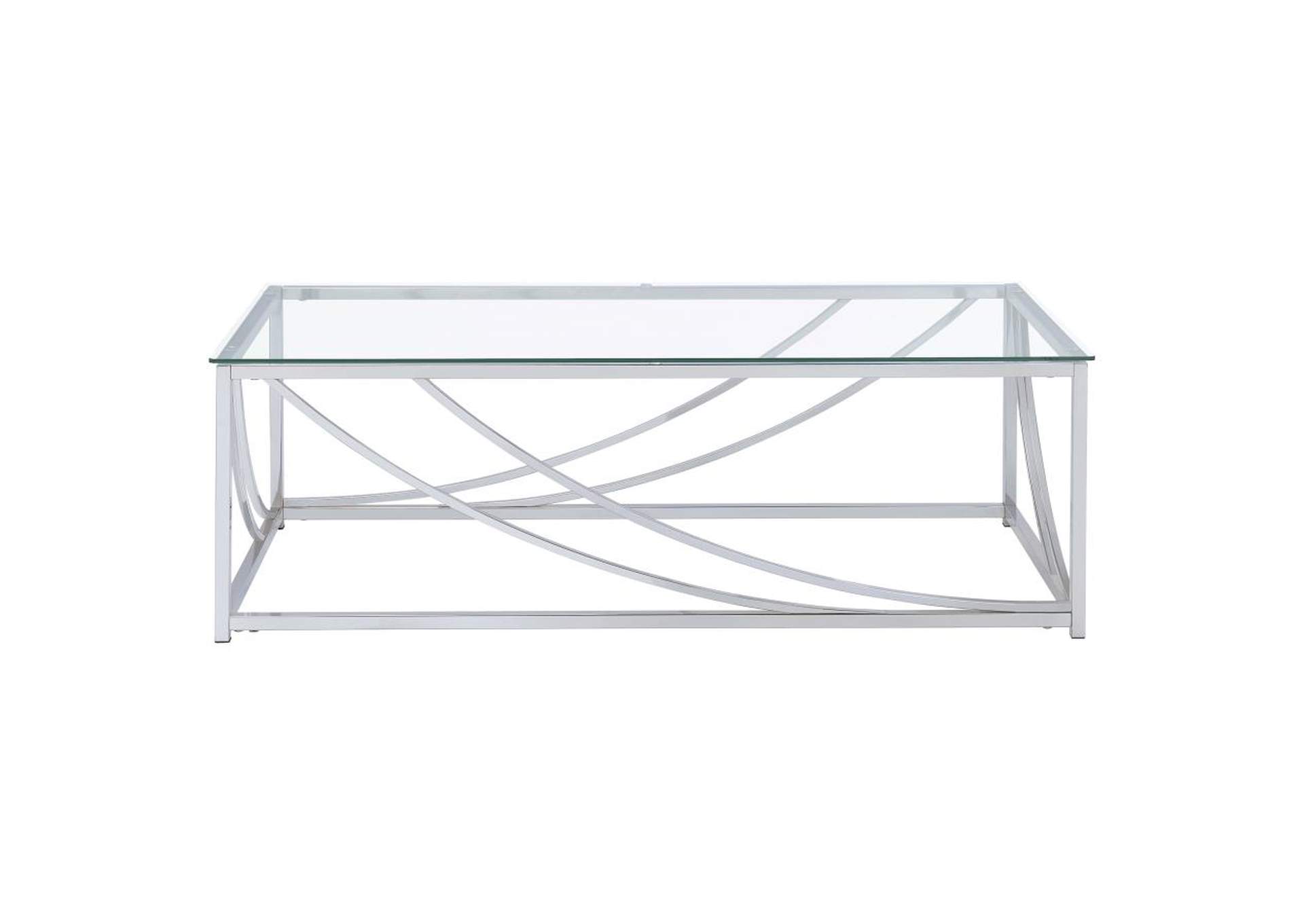 Lille Glass Top Rectangular Coffee Table Accents Chrome,Coaster Furniture