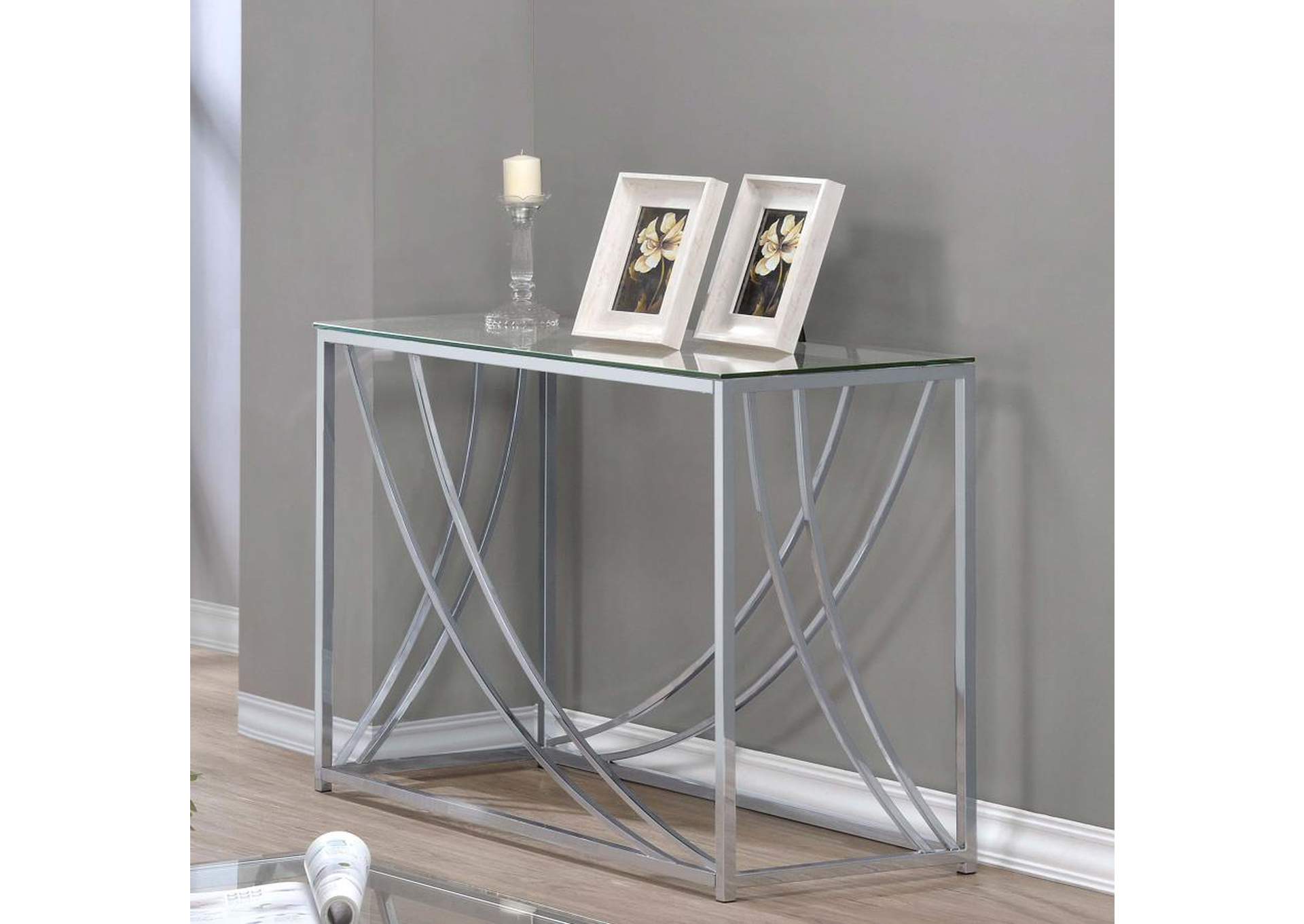 Lille Glass Top Rectangular Sofa Table Accents Chrome,Coaster Furniture