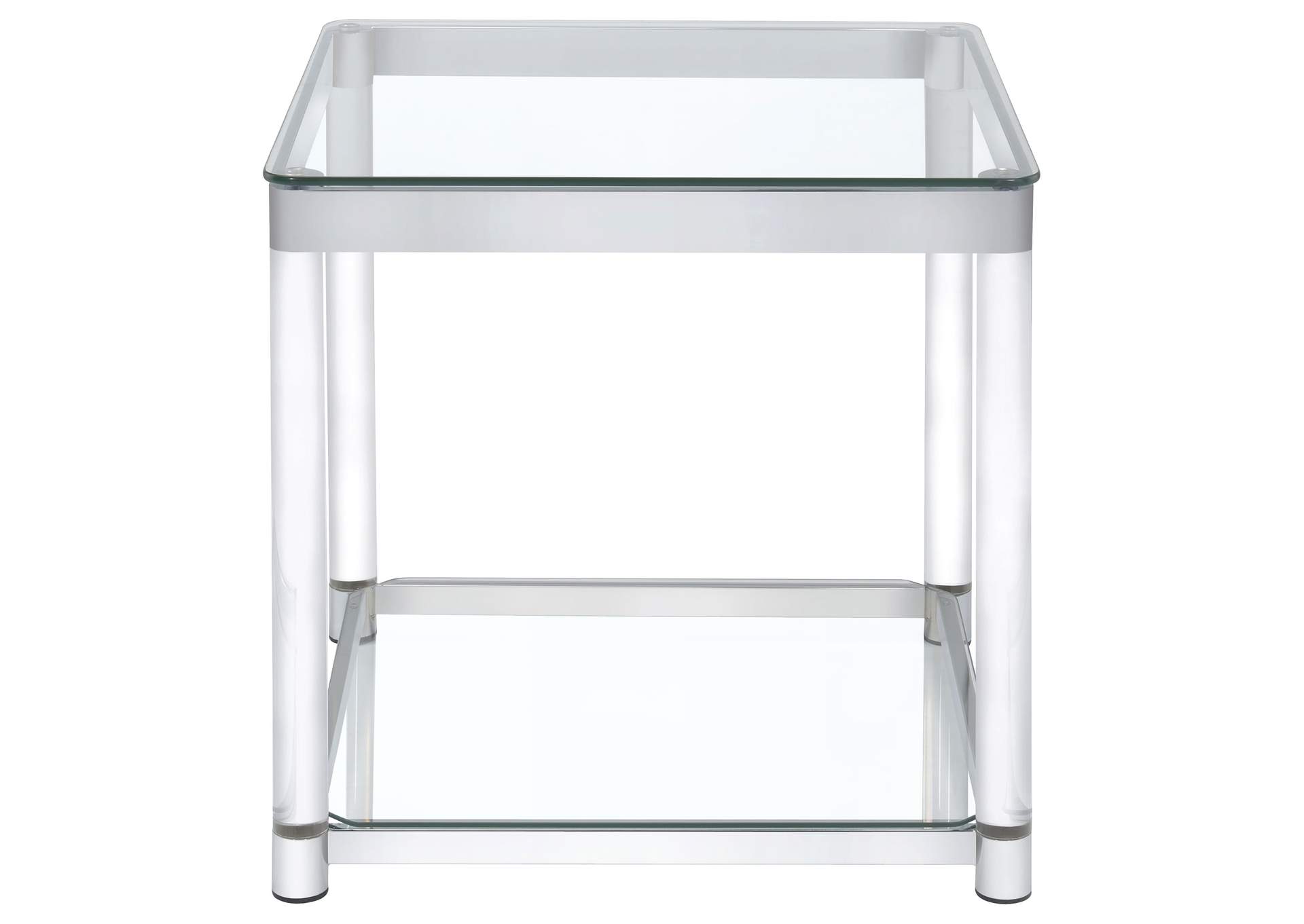 Anne End Table with Lower Shelf Chrome and Clear,Coaster Furniture