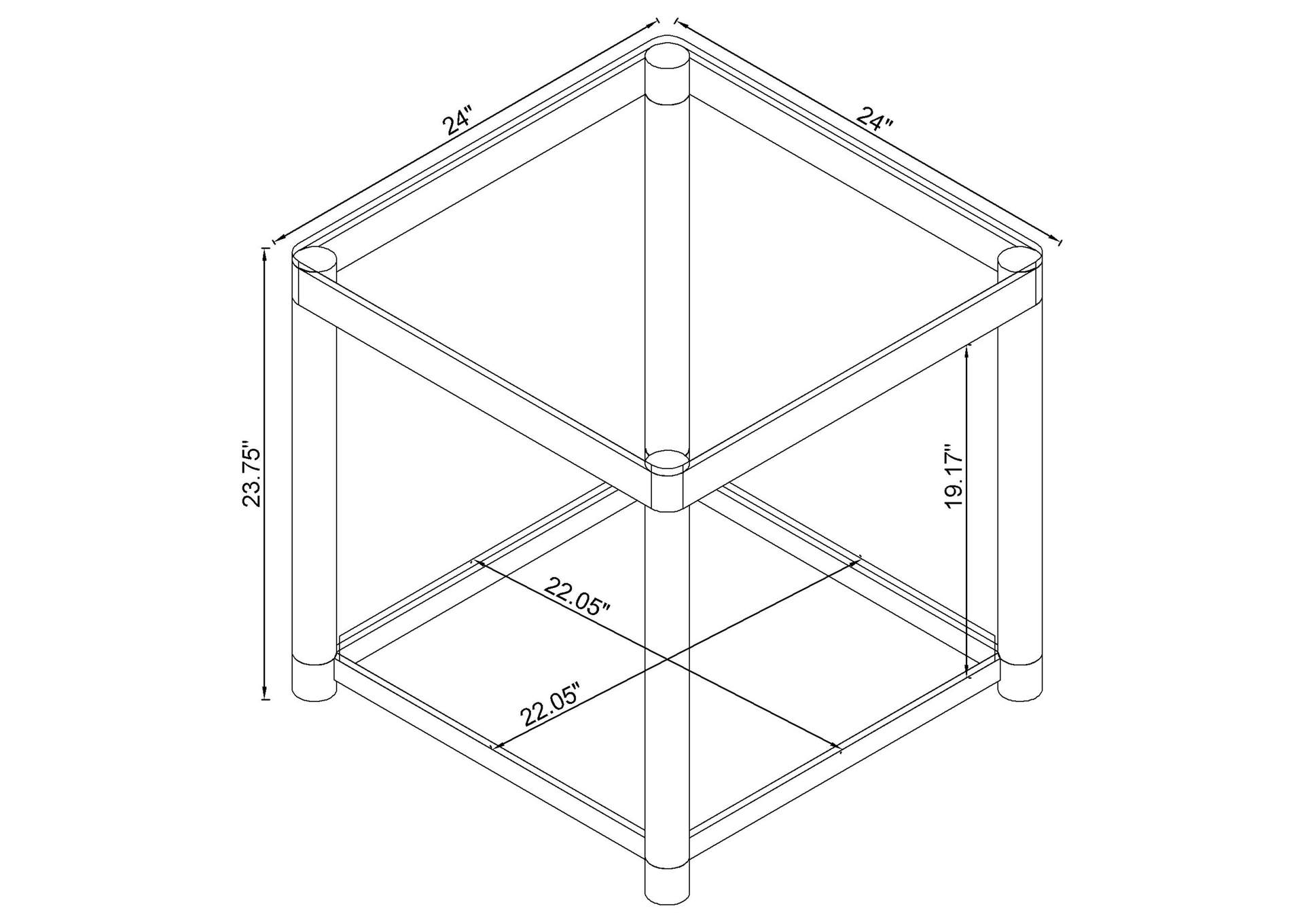 Anne End Table with Lower Shelf Chrome and Clear,Coaster Furniture