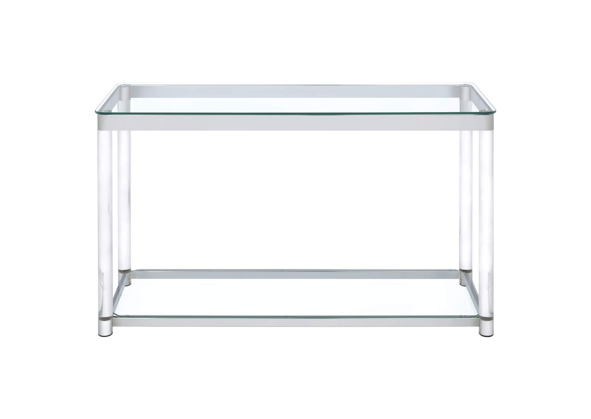 Anne Sofa Table with Lower Shelf Chrome and Clear,Coaster Furniture