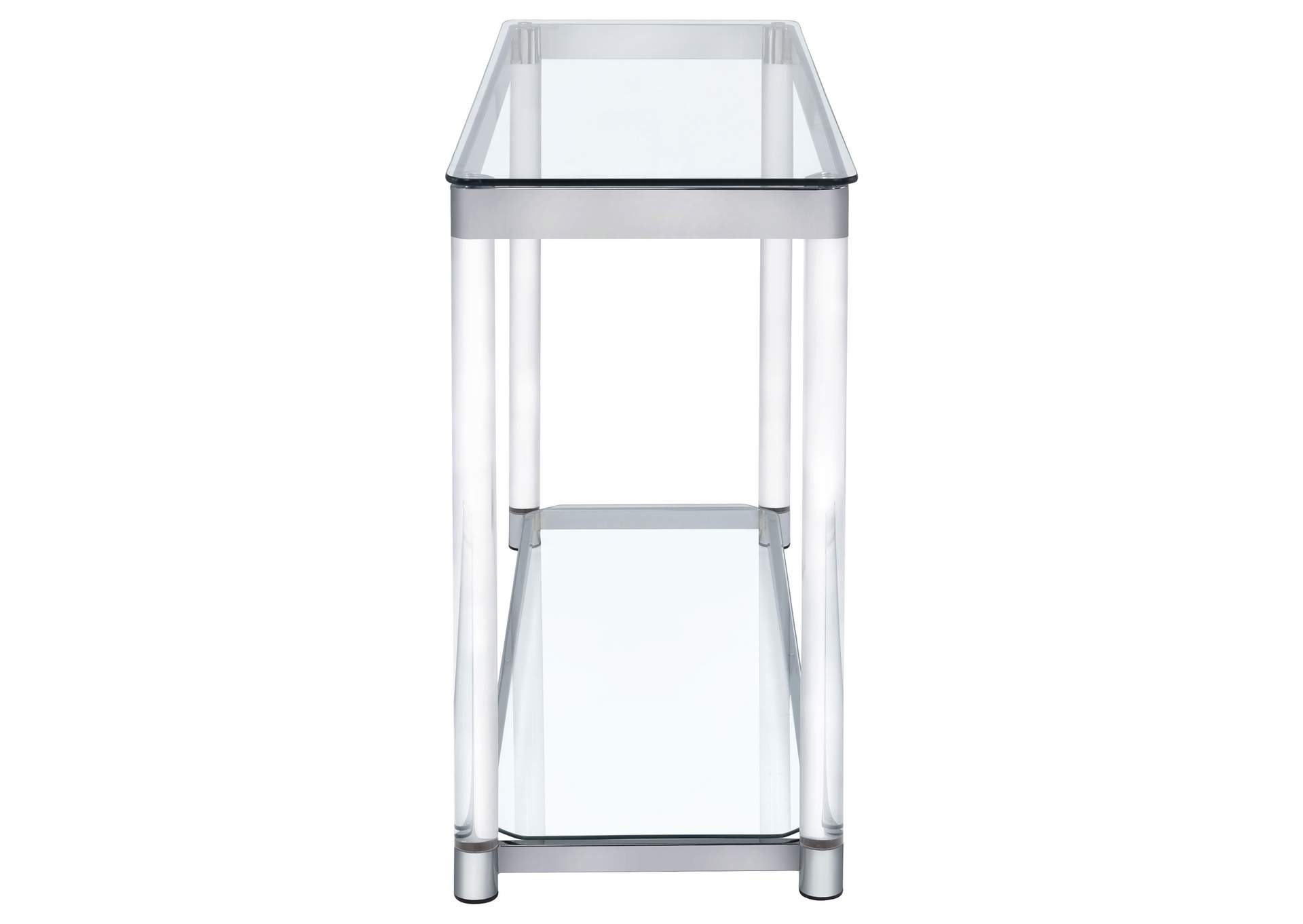 Anne Sofa Table with Lower Shelf Chrome and Clear,Coaster Furniture