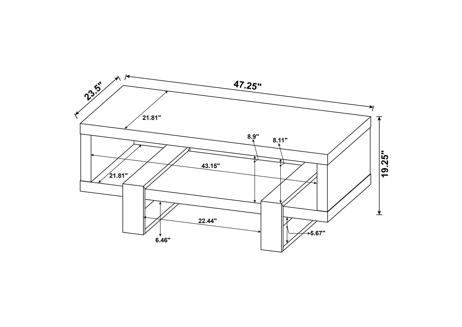 Dinard Coffee Table with Shelf Grey Driftwood,Coaster Furniture