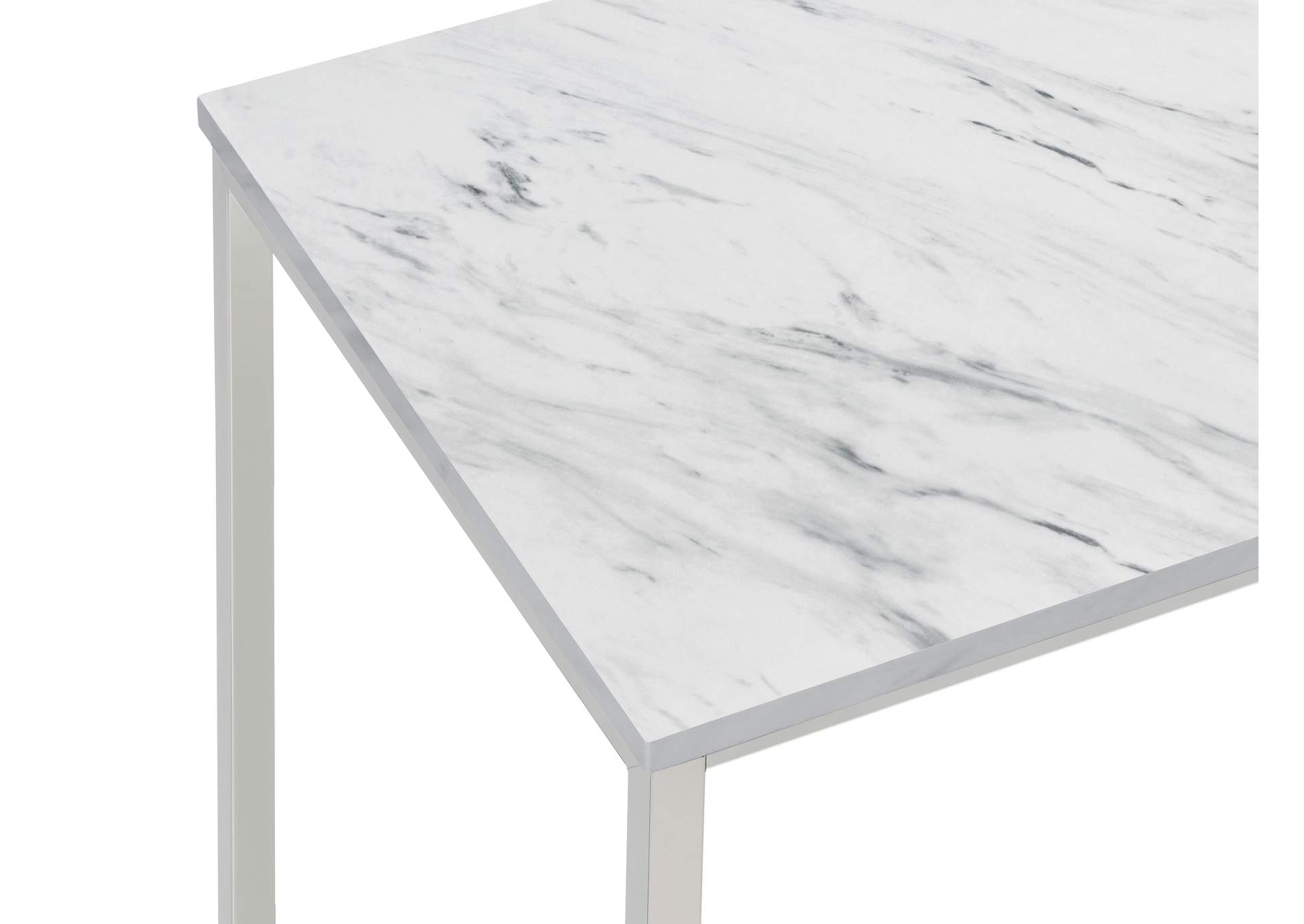 Leona Faux Marble Square End Table White and Satin Nickel,Coaster Furniture