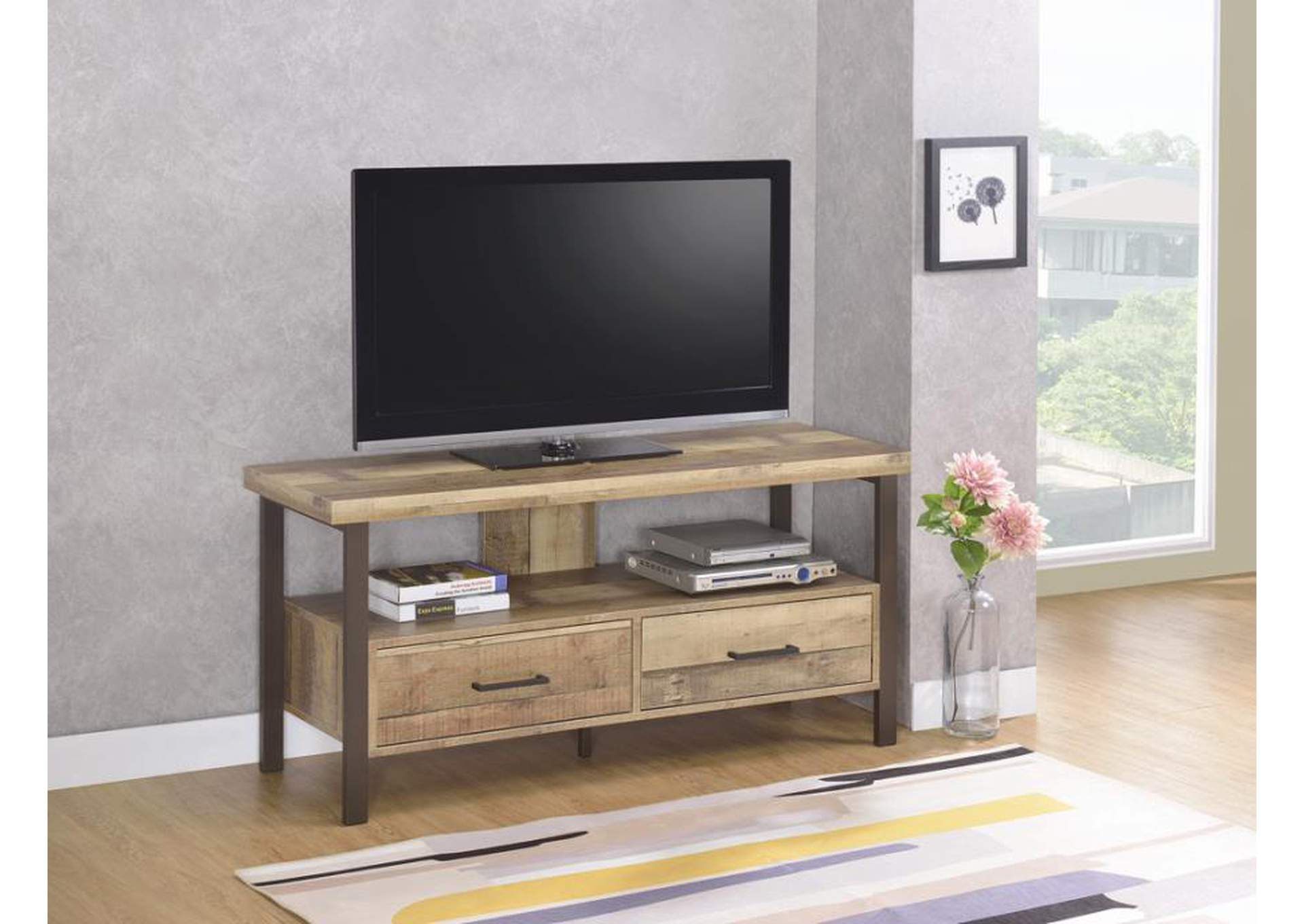 Ruston 48" 2-drawer TV Console Weathered Pine,Coaster Furniture
