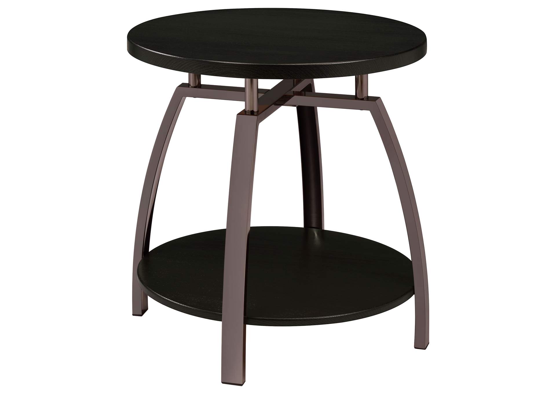 Dacre Round End Table Dark Grey and Black Nickel,Coaster Furniture