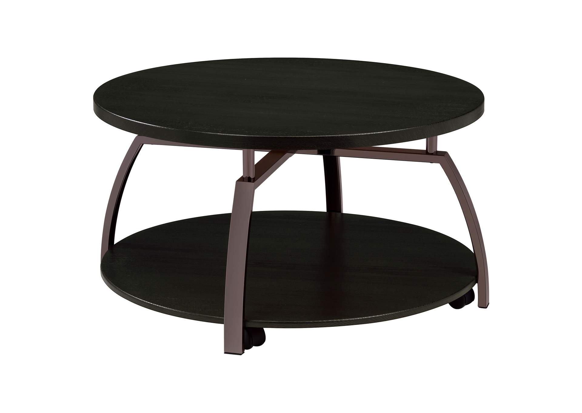 Dacre Round Coffee Table Dark Grey and Black Nickel,Coaster Furniture