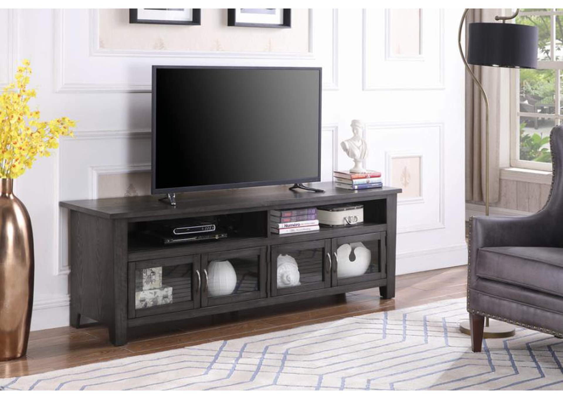 72" 4-door TV Console Dark Grey,Coaster Furniture