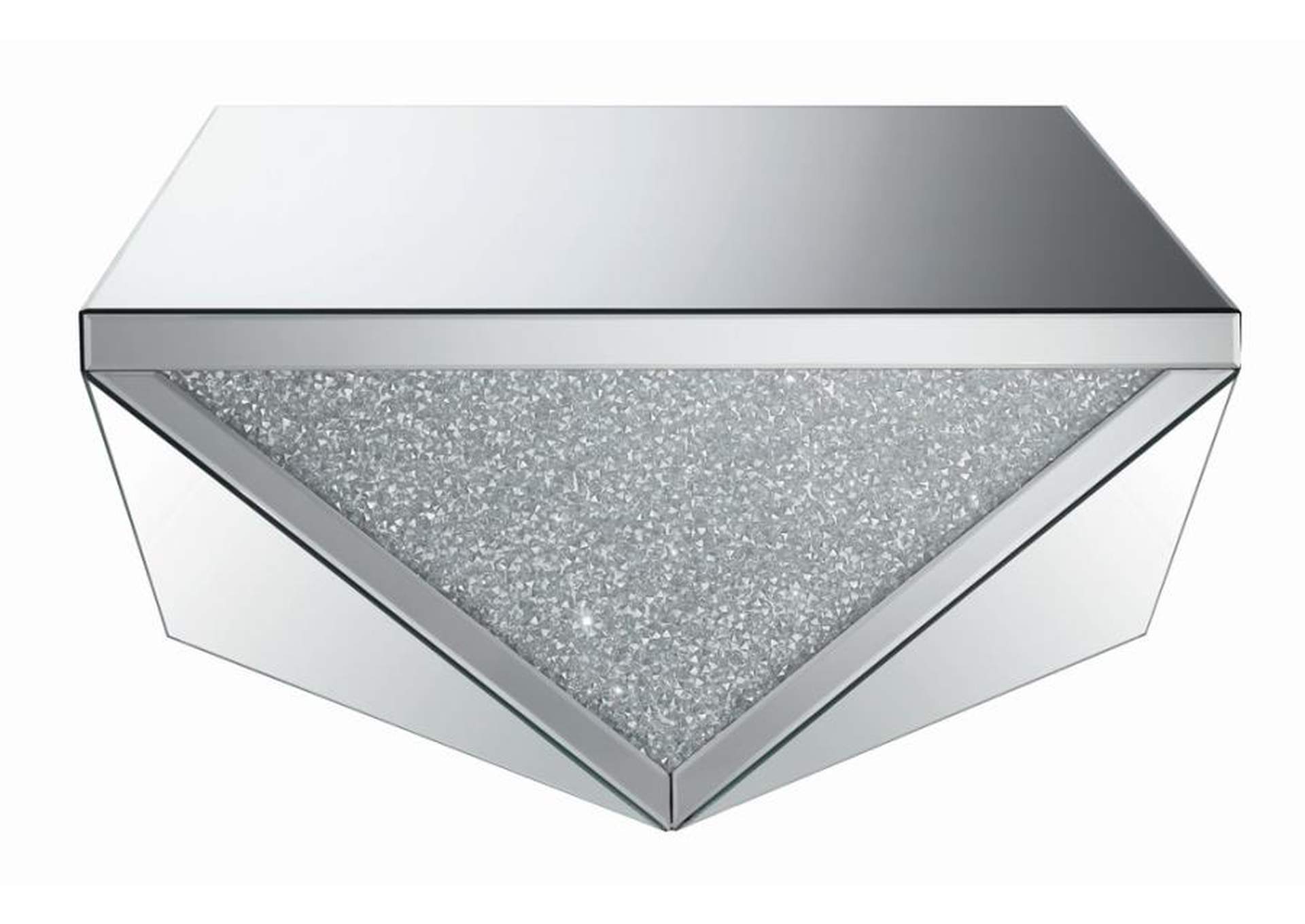 Square Coffee Table with Triangle Detailing Silver and Clear Mirror,Coaster Furniture