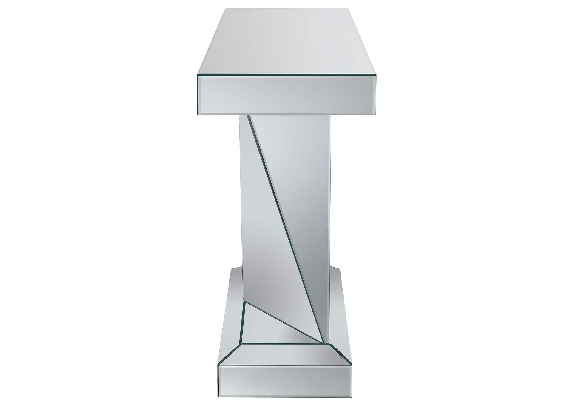 Gunilla Rectangular Sofa Table with Triangle Detailing Silver and Clear Mirror,Coaster Furniture