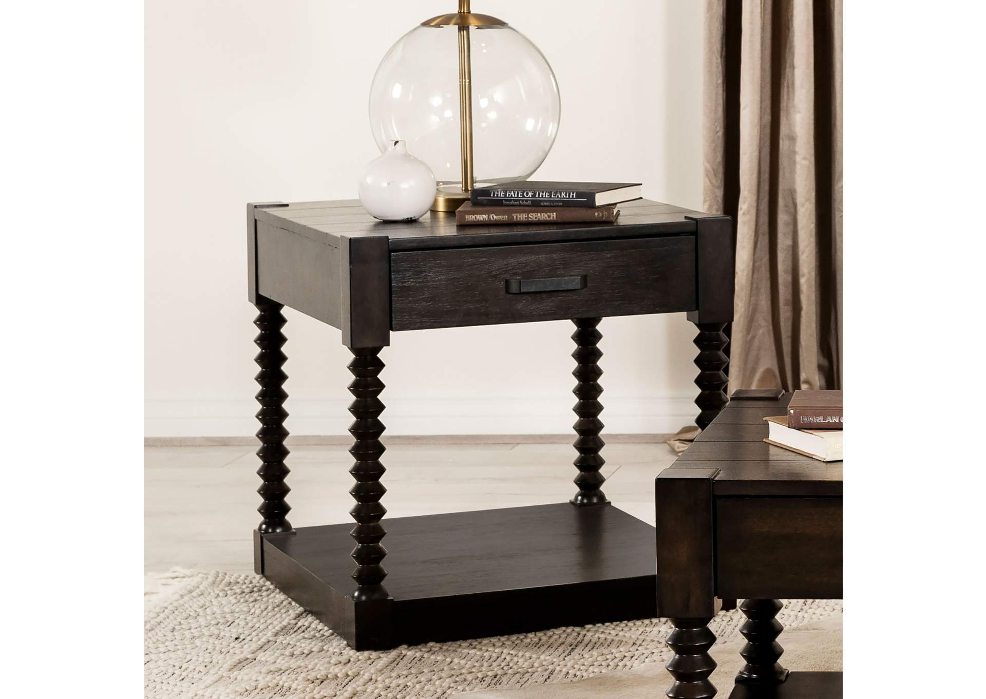 Meredith 1-drawer End Table Coffee Bean,Coaster Furniture