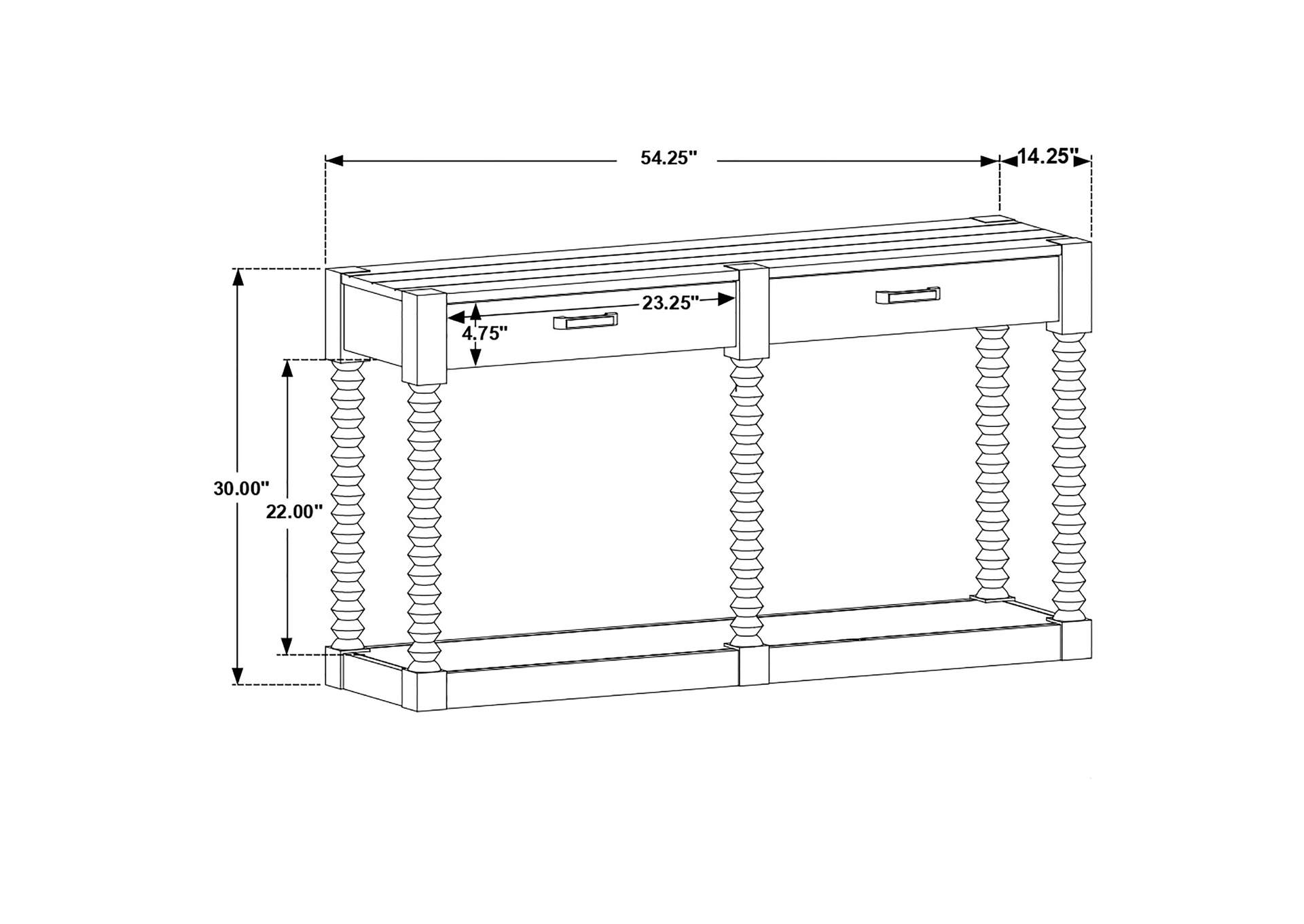 Meredith 2-drawer Sofa Table Coffee Bean,Coaster Furniture