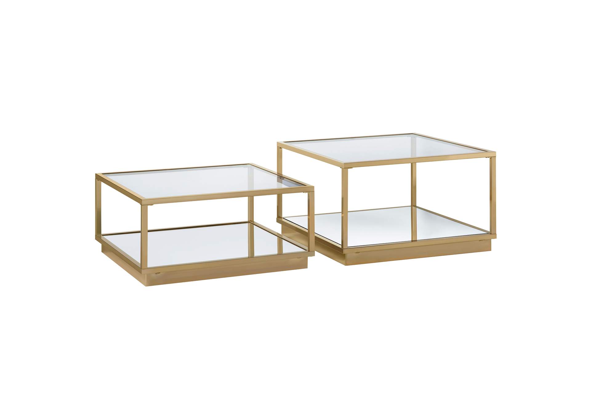 Renee 2-piece Square Occasional Set Rose Brass,Coaster Furniture