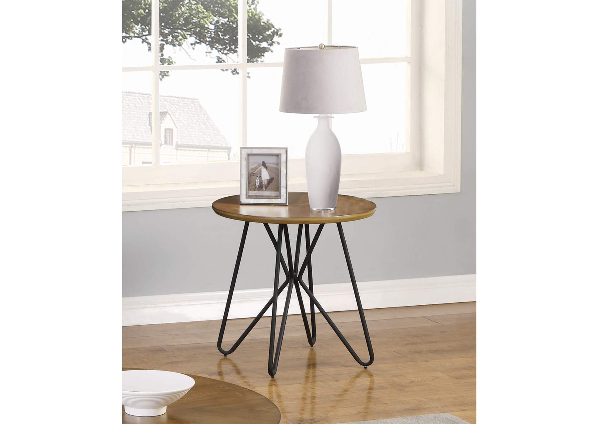 Brinnon Round End Table Dark Brown and Black,Coaster Furniture