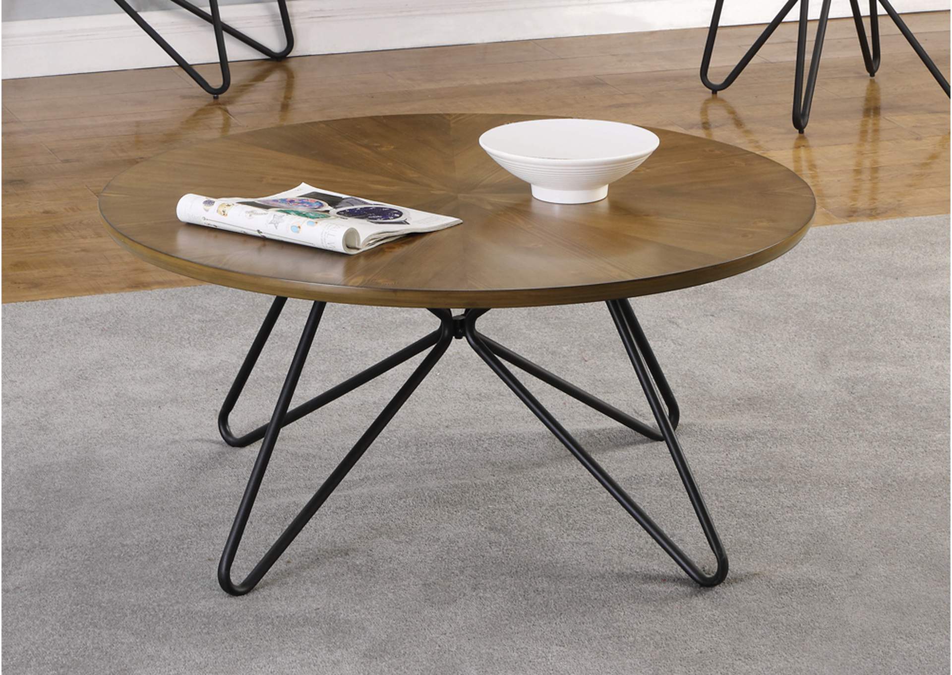 Brinnon Round Coffee Table Dark Brown and Black,Coaster Furniture