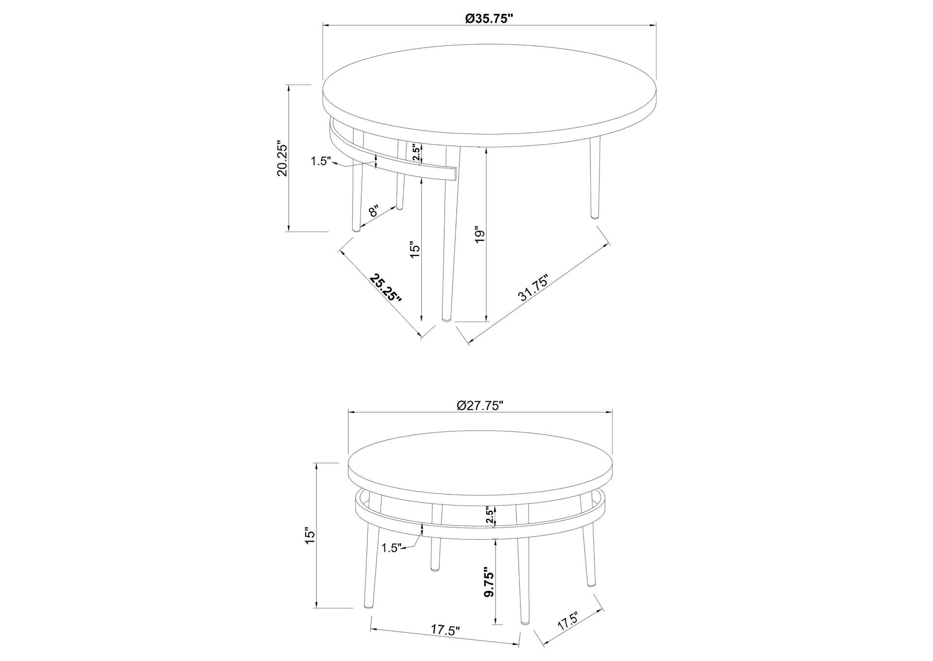 Avilla Round Nesting Coffee Table White and Chrome,Coaster Furniture