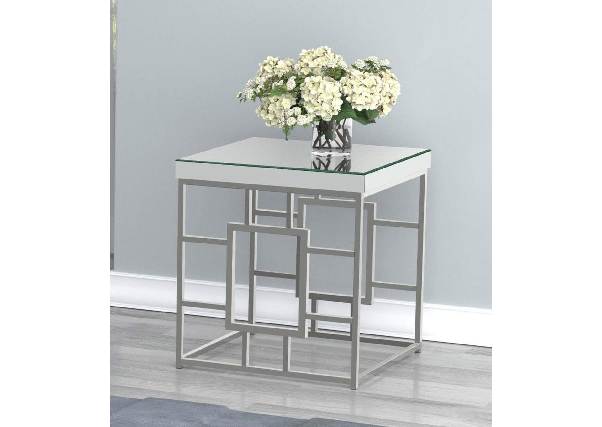 Dafina Geometric Frame Square End Table Chrome,Coaster Furniture