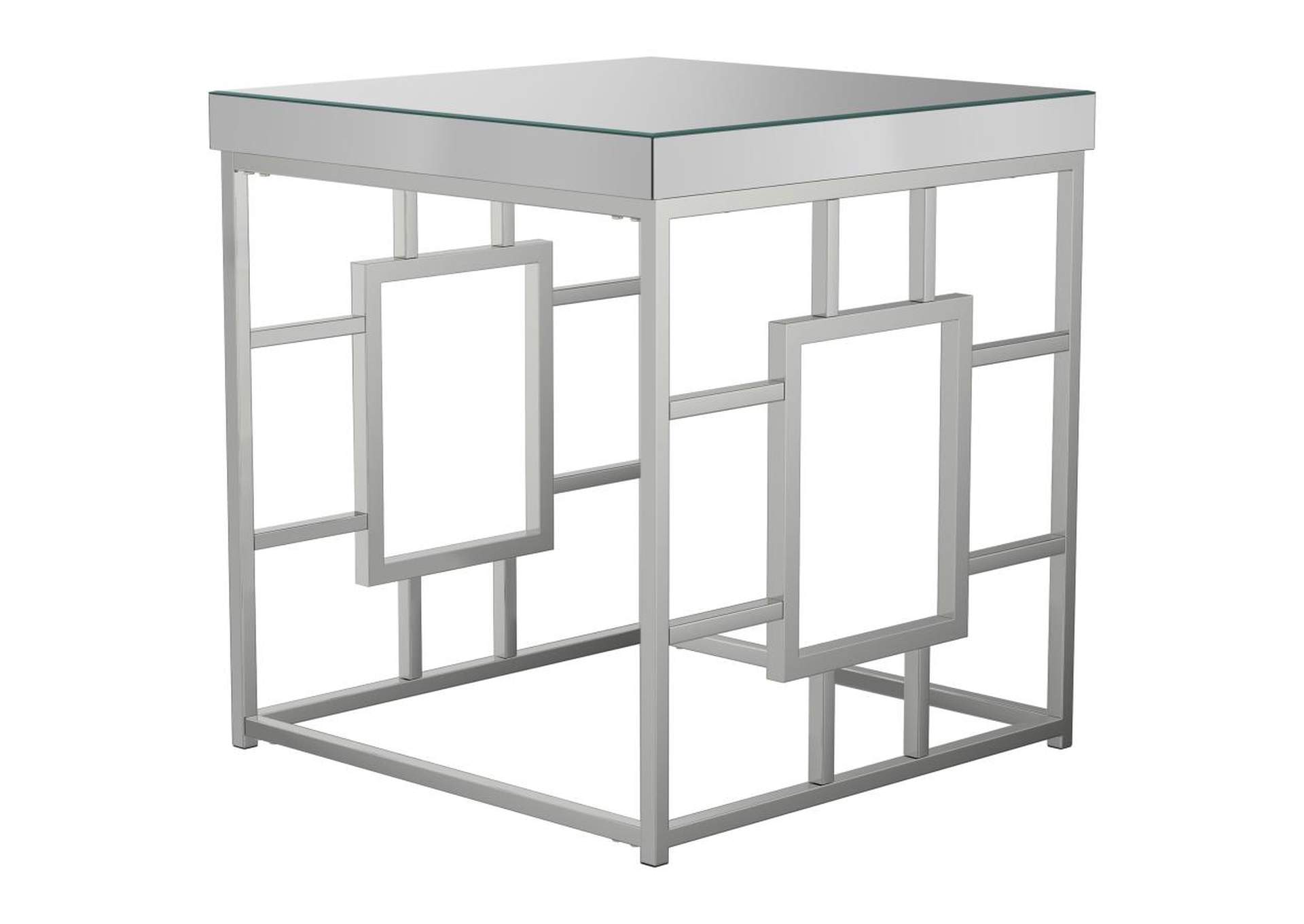 Dafina Geometric Frame Square End Table Chrome,Coaster Furniture