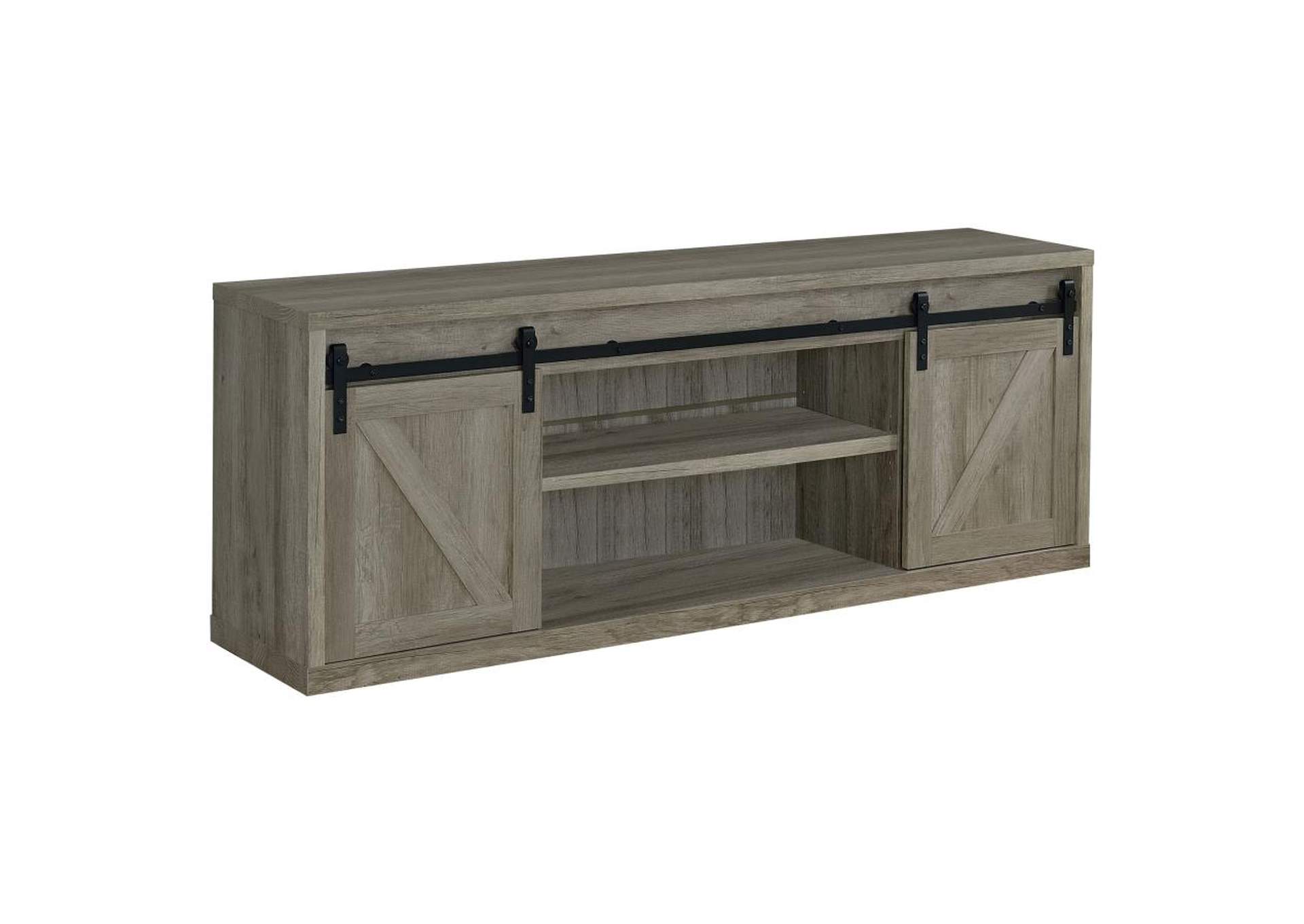 Brockton 71-Inch 3-Shelf Sliding Doors Tv Console Grey Driftwood,Coaster Furniture