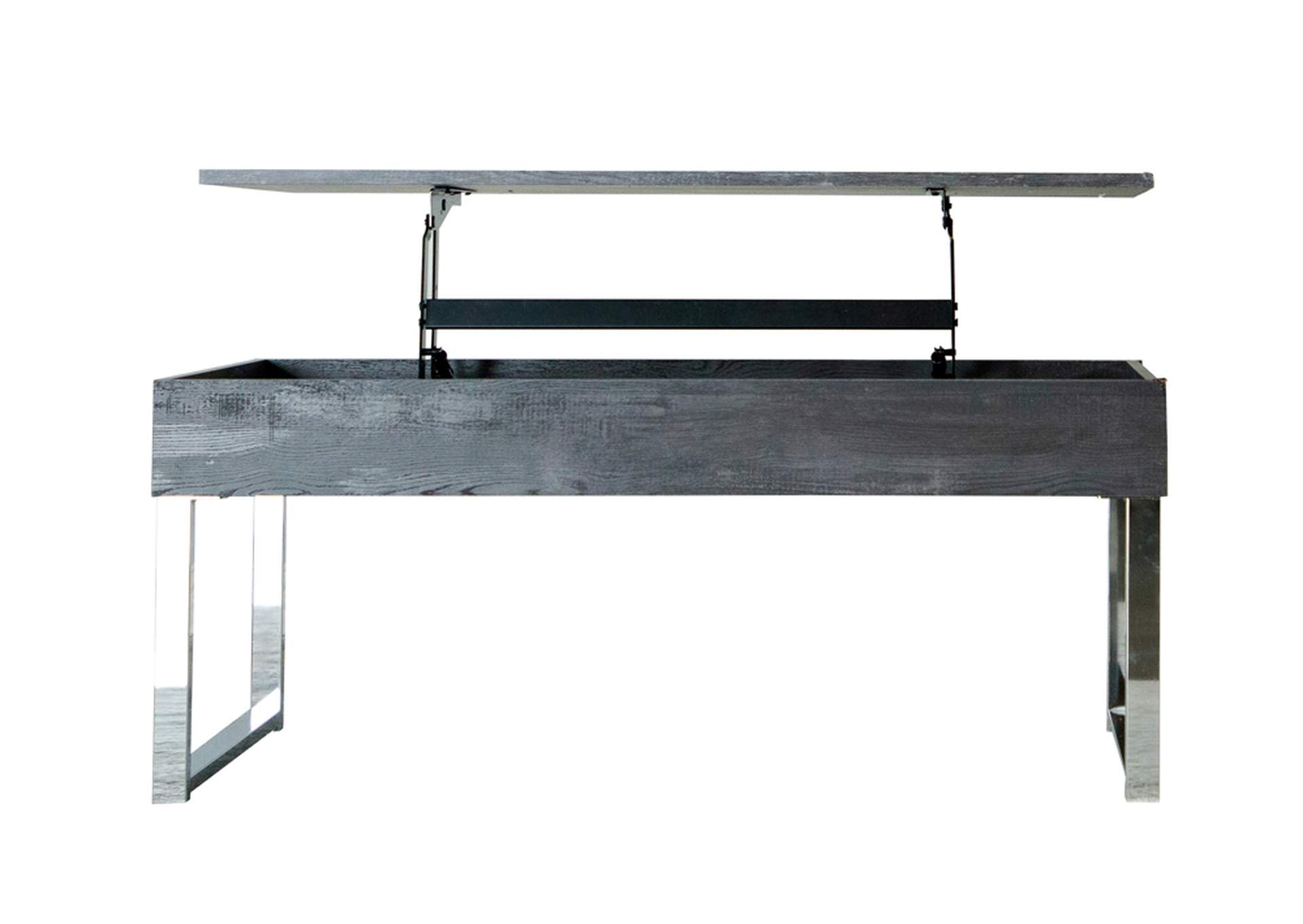 Baines Lift Top Storage Coffee Table Dark Charcoal and Chrome,Coaster Furniture