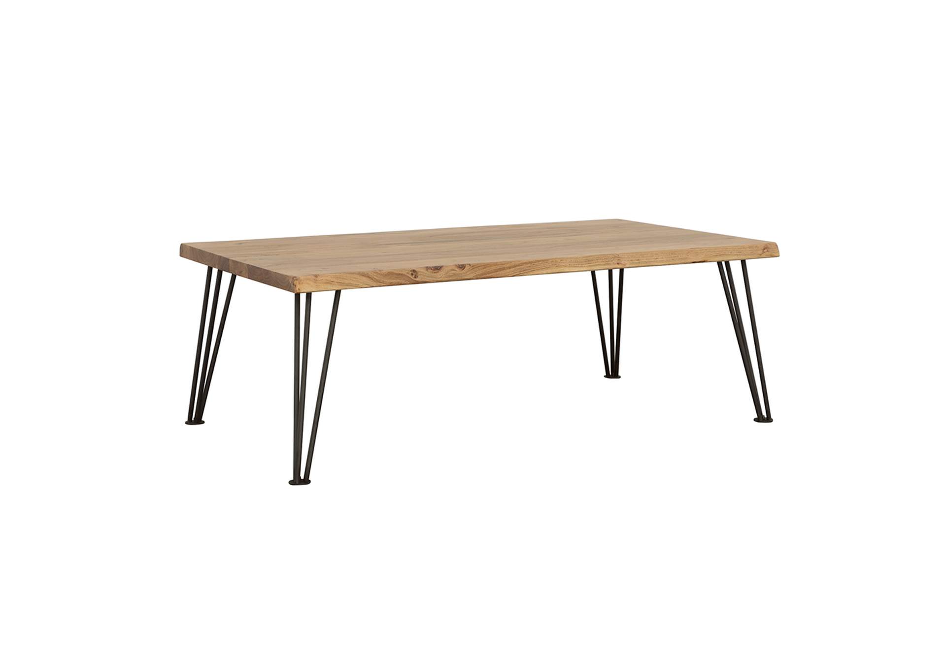 Zander Coffee Table with Hairpin Leg Natural and Matte Black,Coaster Furniture