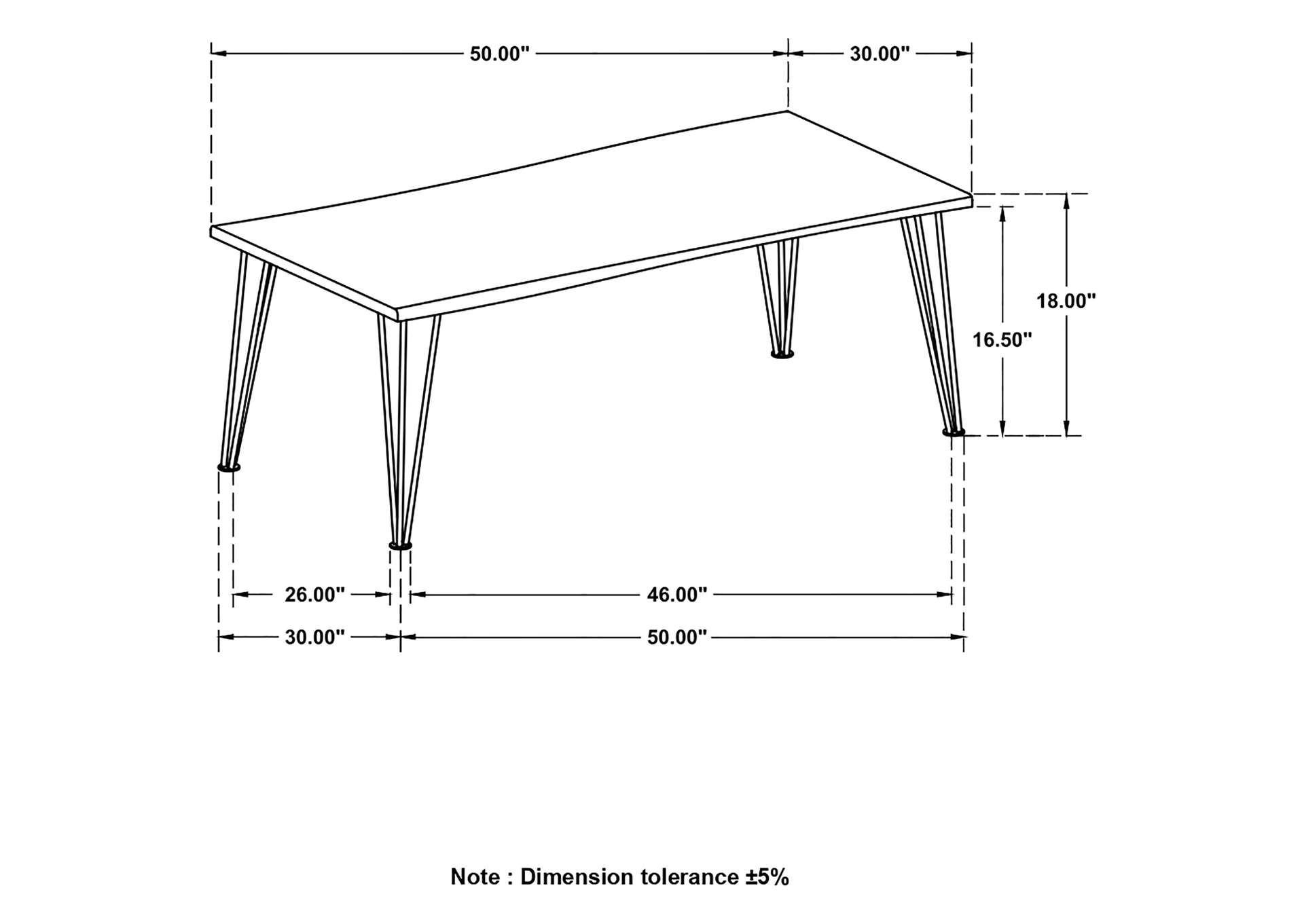 Zander Coffee Table with Hairpin Leg Natural and Matte Black,Coaster Furniture