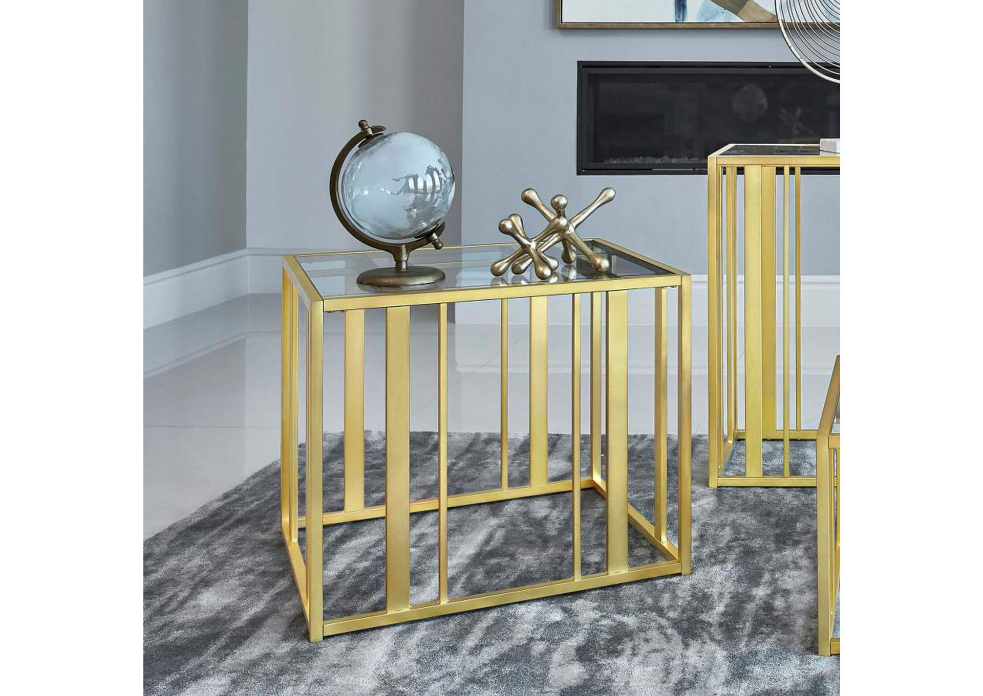 Adri Metal Frame End Table Matte Brass,Coaster Furniture