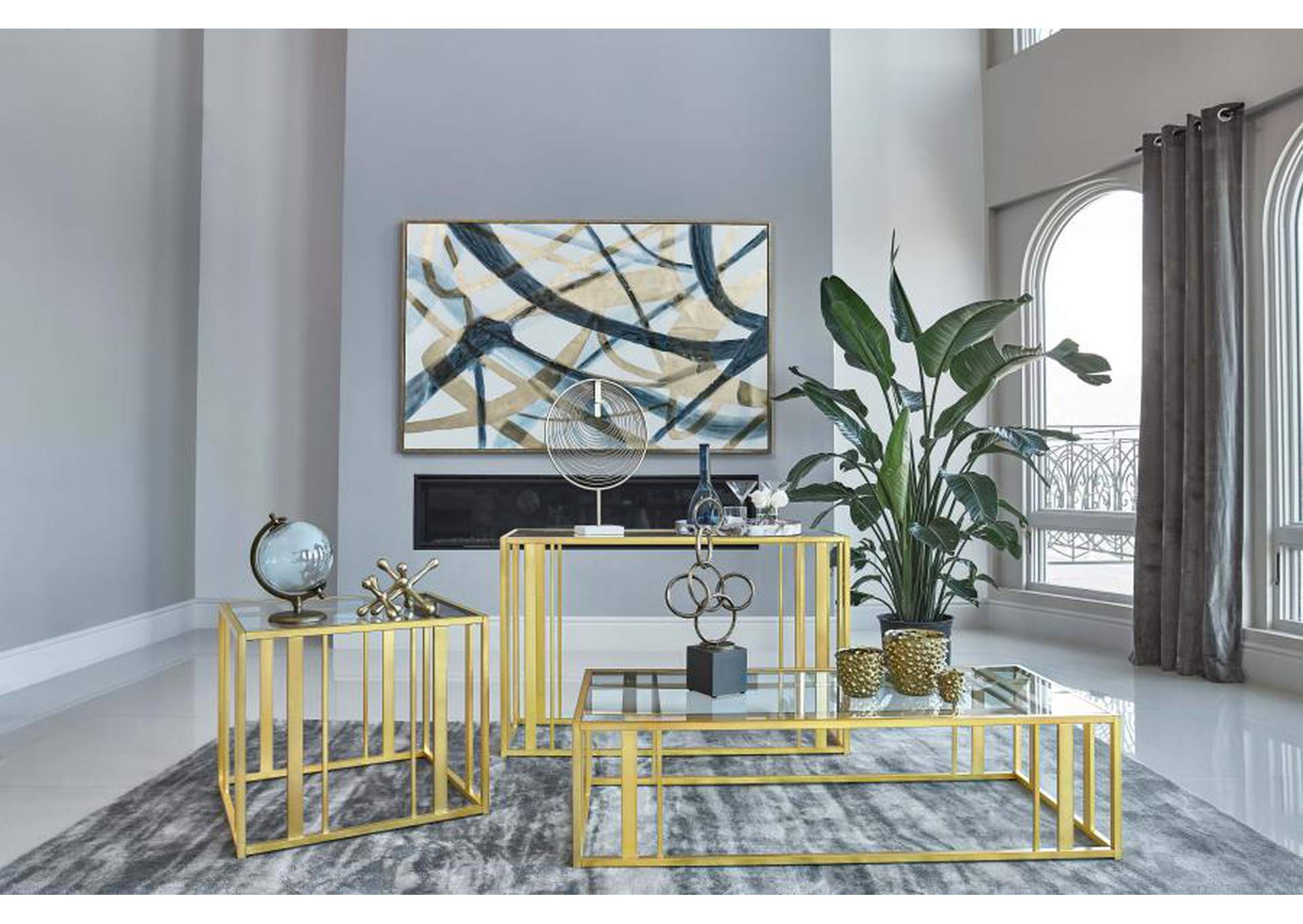 Adri Metal Frame Sofa Table Matte Brass,Coaster Furniture